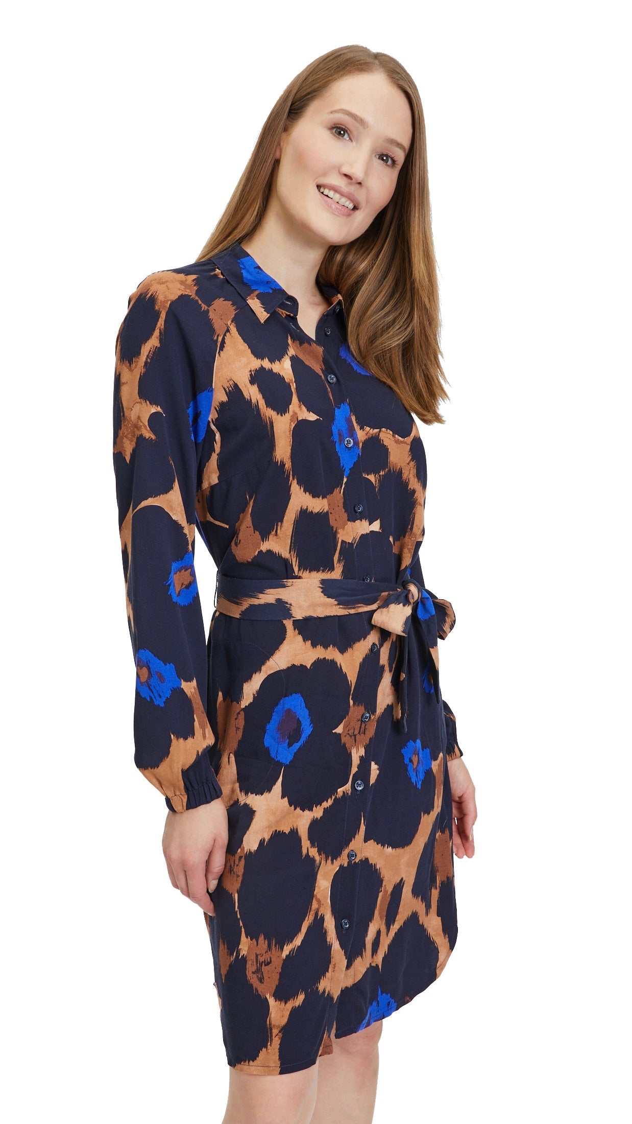 ROBE FLUIDE IMPRIMEE 1424 2212 BETTY BARCLAY MARINE TABAC