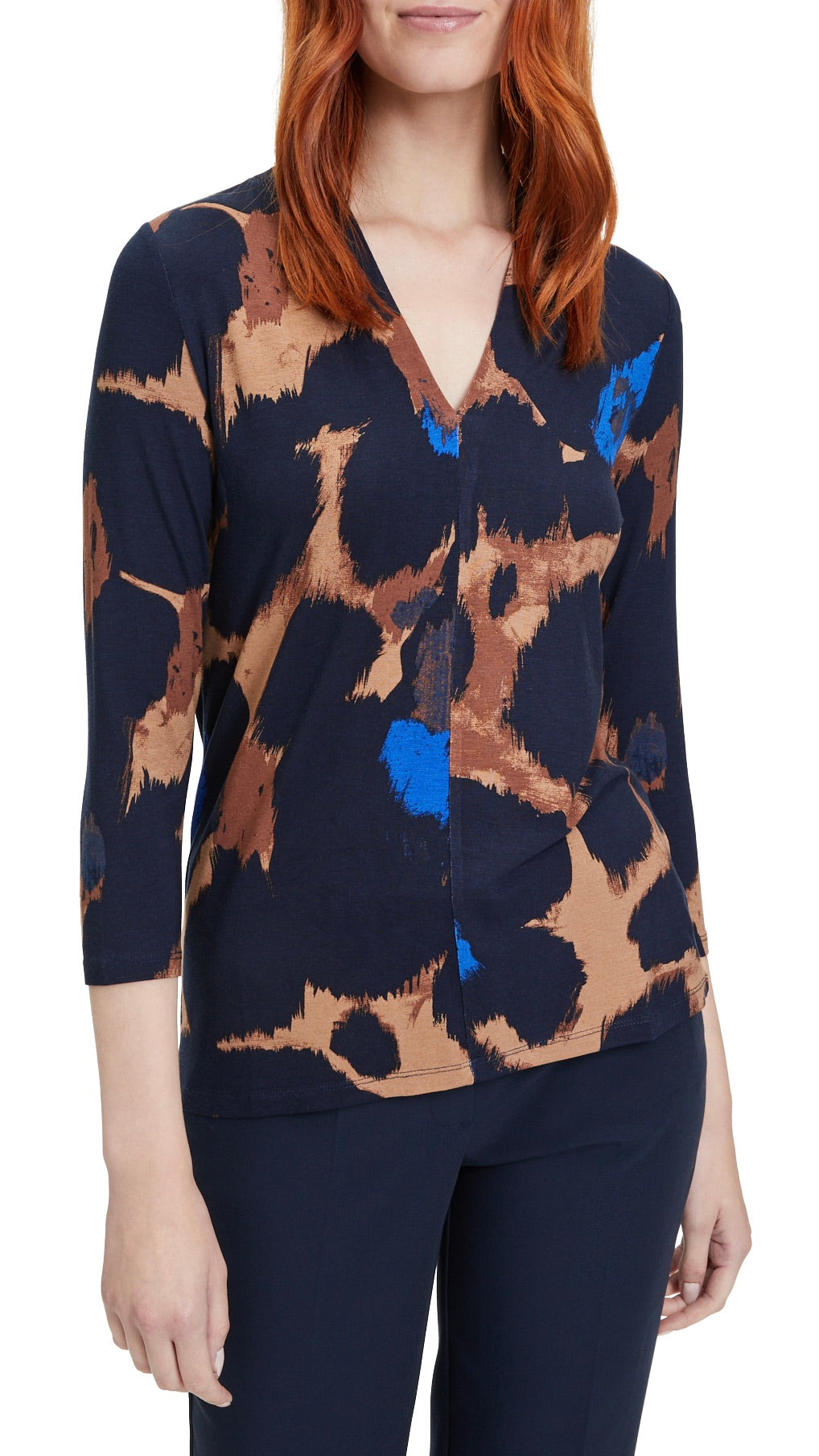 TEE SHIRT IMPRIME BETTY BARCLAY 2880 2303 MARINE TABAC