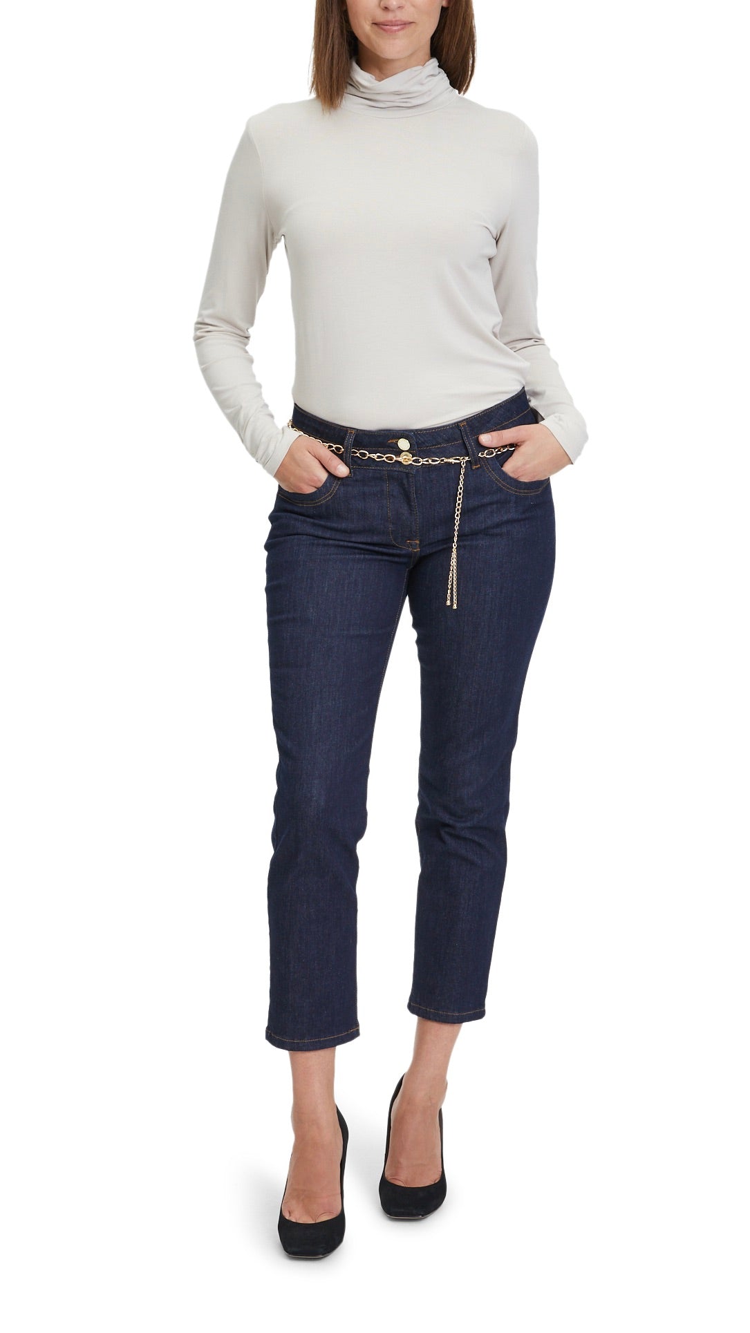 TEE SHIRT COL ROULE FRONCES BETTY BARCLAY 2890 2063 GREIGE