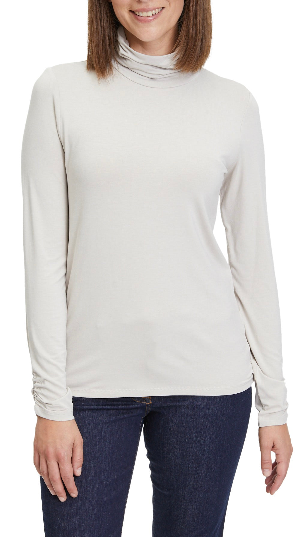 TEE SHIRT COL ROULE FRONCES BETTY BARCLAY 2890 2063 GREIGE