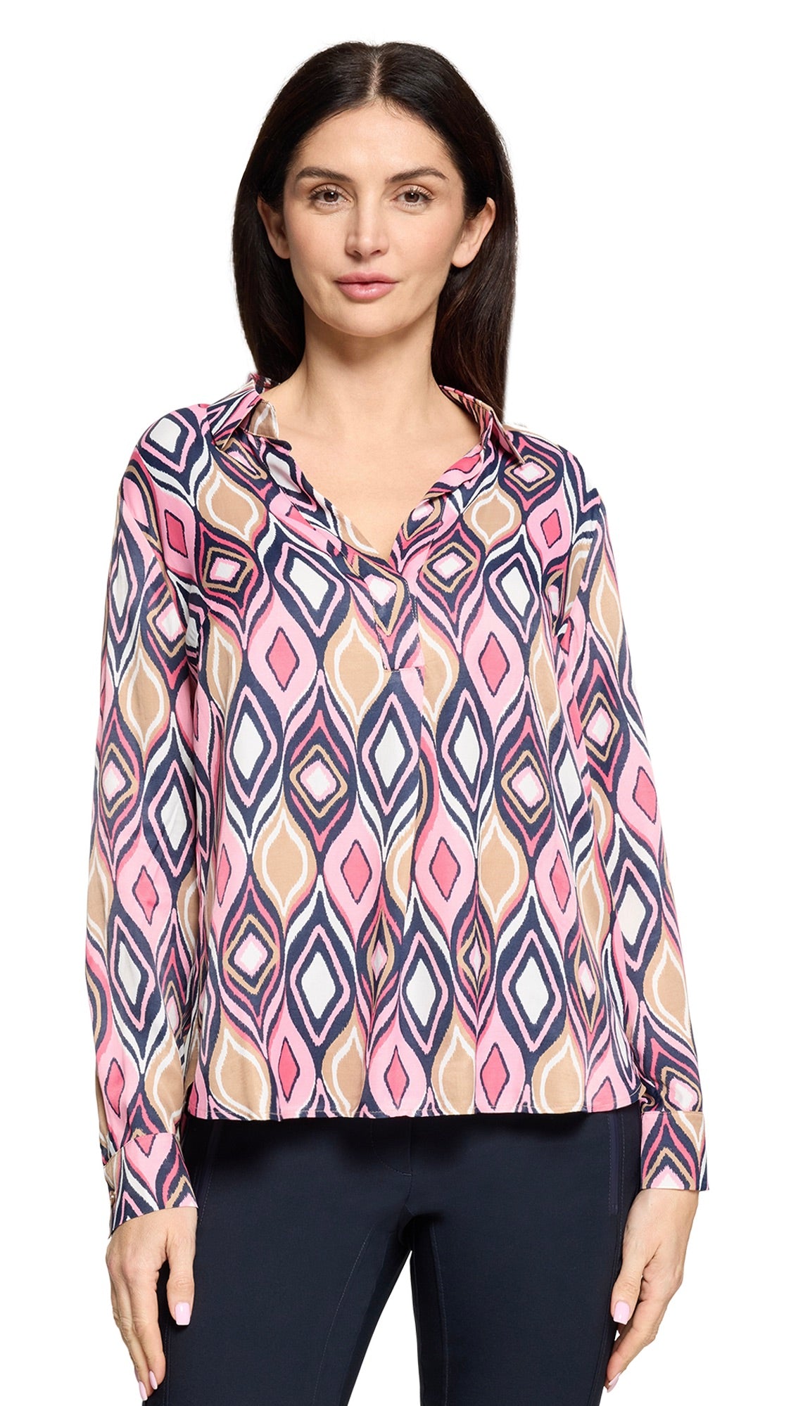 BLOUSE FLUIDE IMPRIME LOSANGE ROSE BETTY BARCLAY 8000/1709
