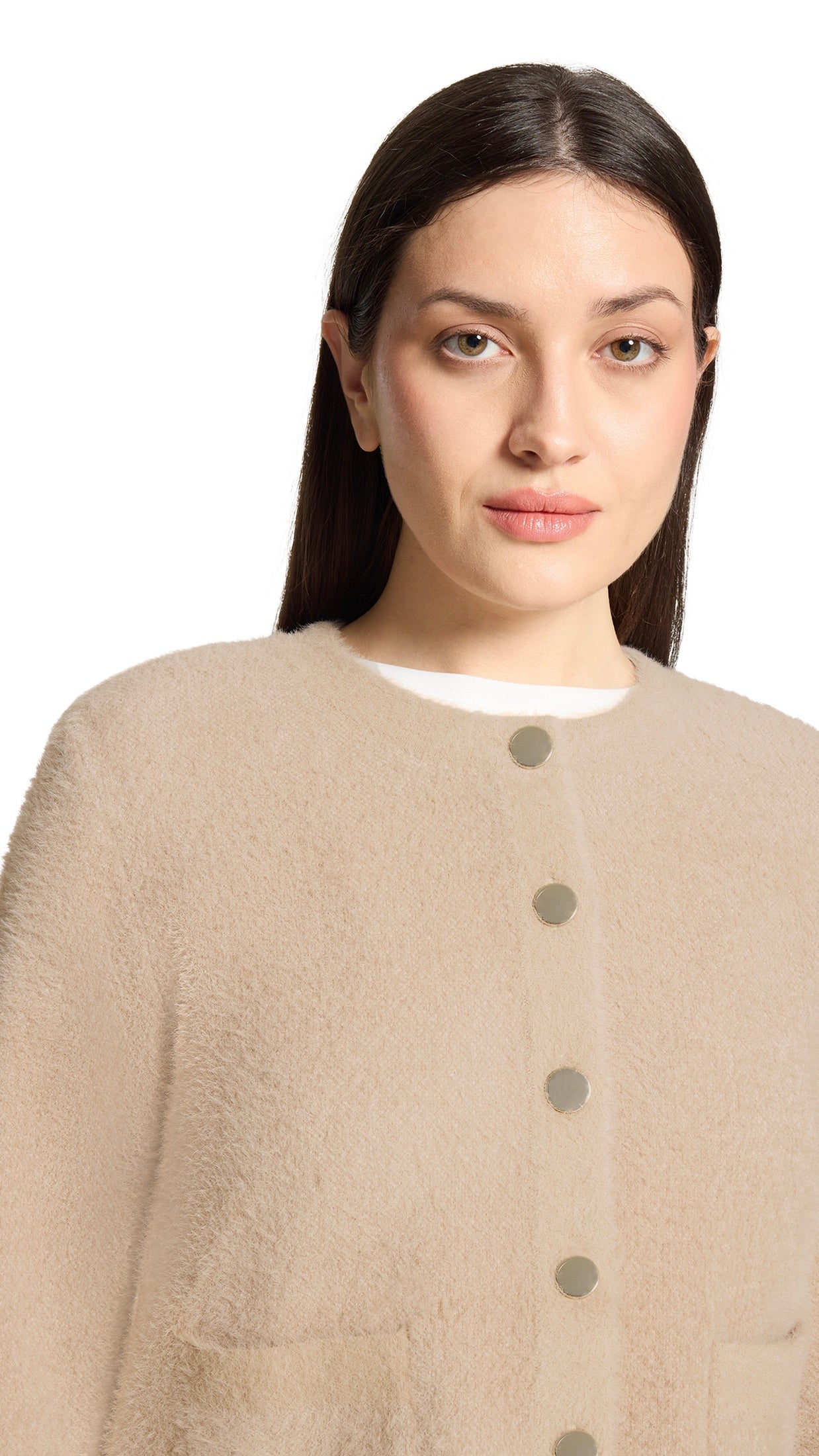 GILET POILU BEIGE NATUREL BETTY BARCLAY 5380/1711