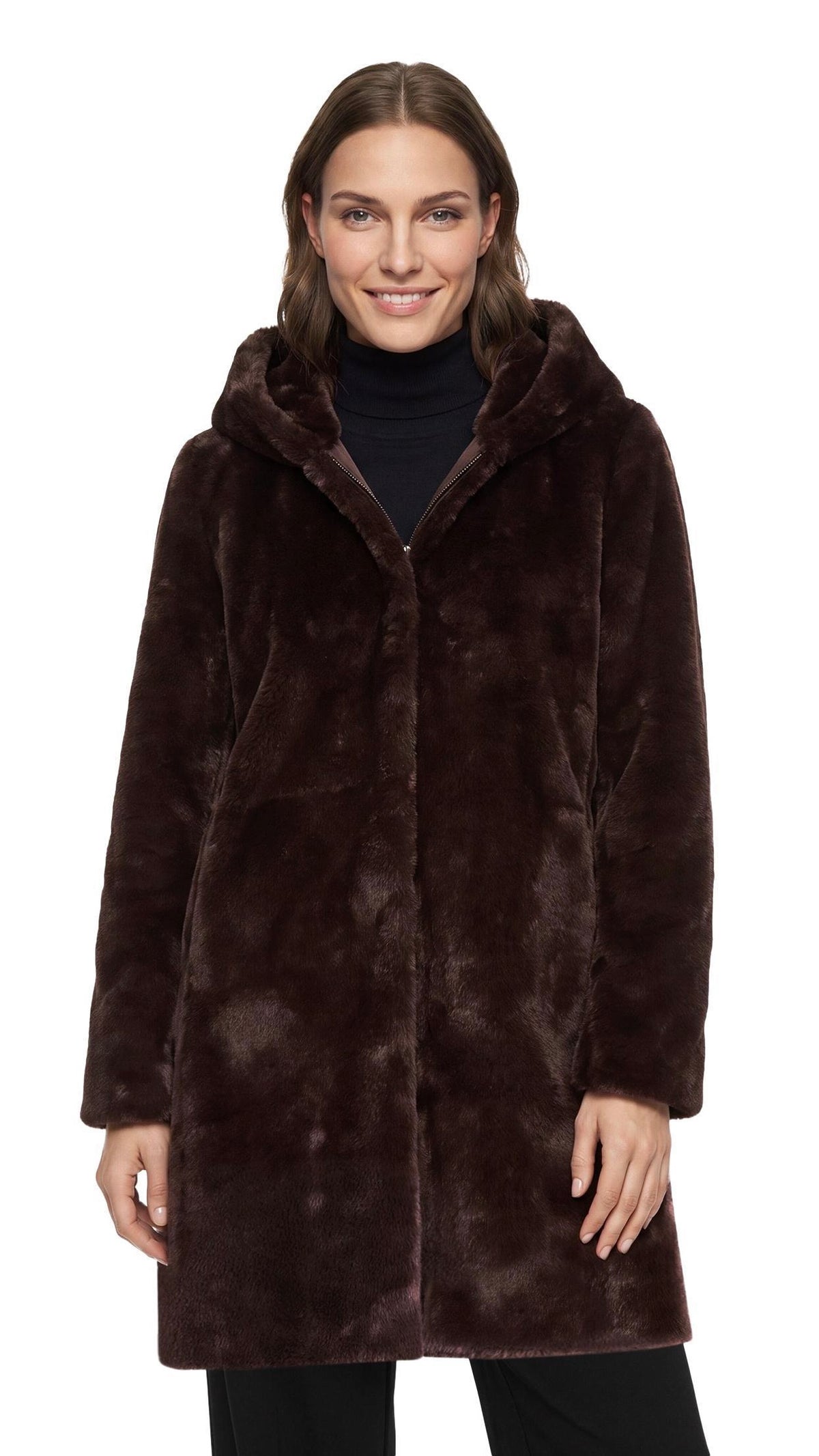 VESTE MILONGUE EN FAUSSE FOURRURE POUR FEMME MARRON CHOCO BETTY BARCLAY 7191/1540