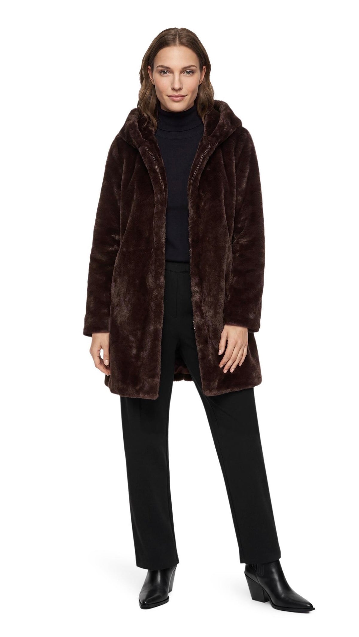 VESTE MILONGUE EN FAUSSE FOURRURE POUR FEMME MARRON CHOCO BETTY BARCLAY 7191/1540