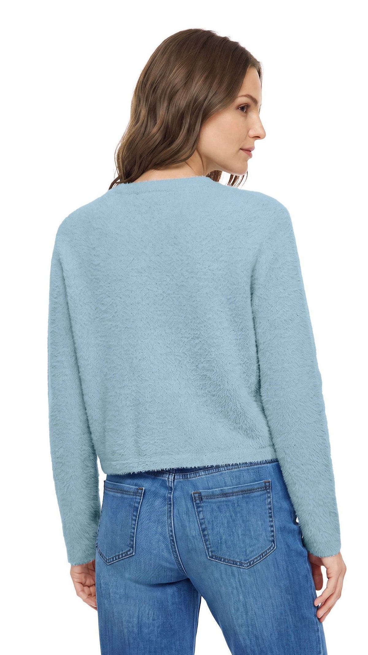 GILET POILU POUR FEMME BETTY BARCLAY 5496/2034#COLOR_8470/BLUE FOG CIEL