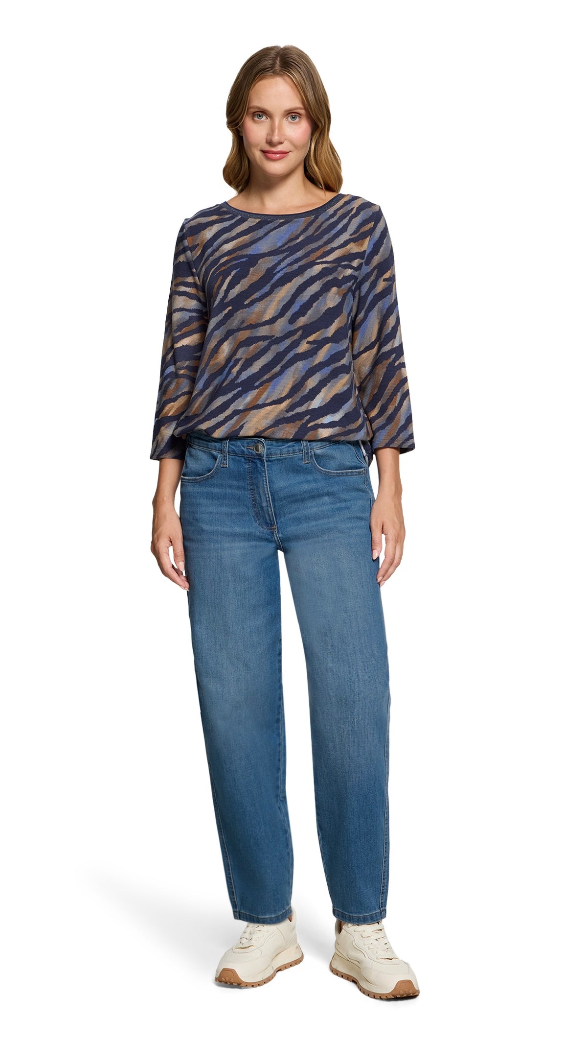 TEE-SHIRT ZEBRE MARINE MARRON POUR FEMME BETTY BARCLAY 2004/1848