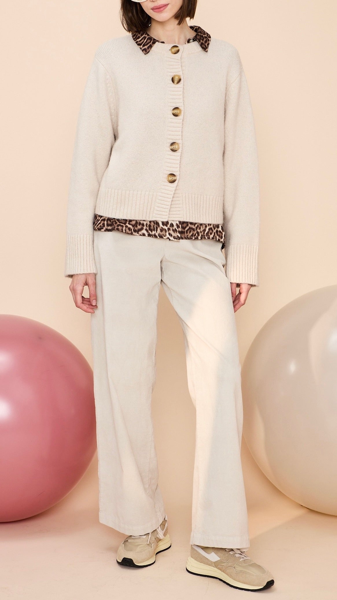 CARDIGAN DROIT EN ALPAGA BEIGE JEFF BEVERLY