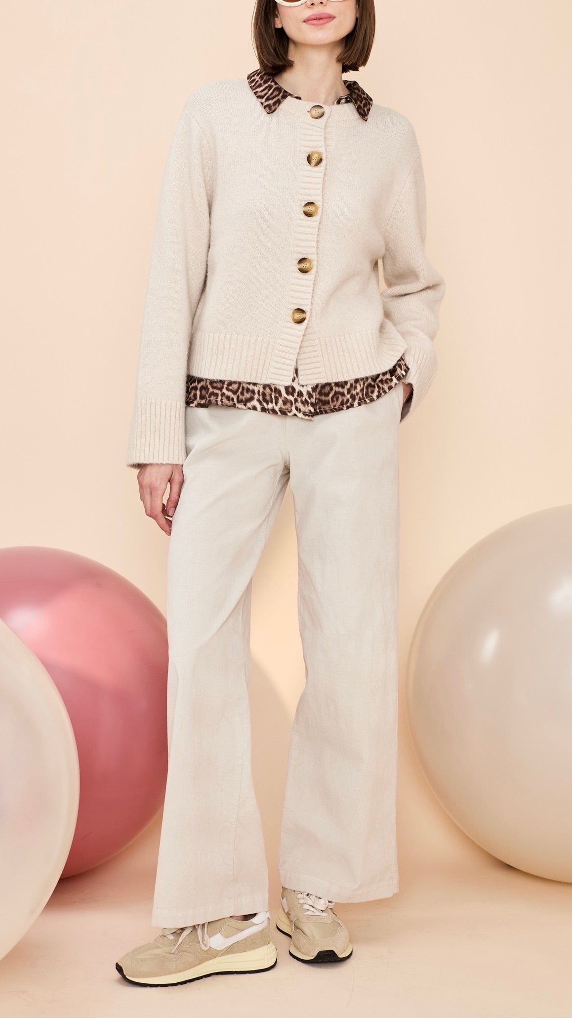 CARDIGAN DROIT EN ALPAGA BEIGE JEFF BEVERLY