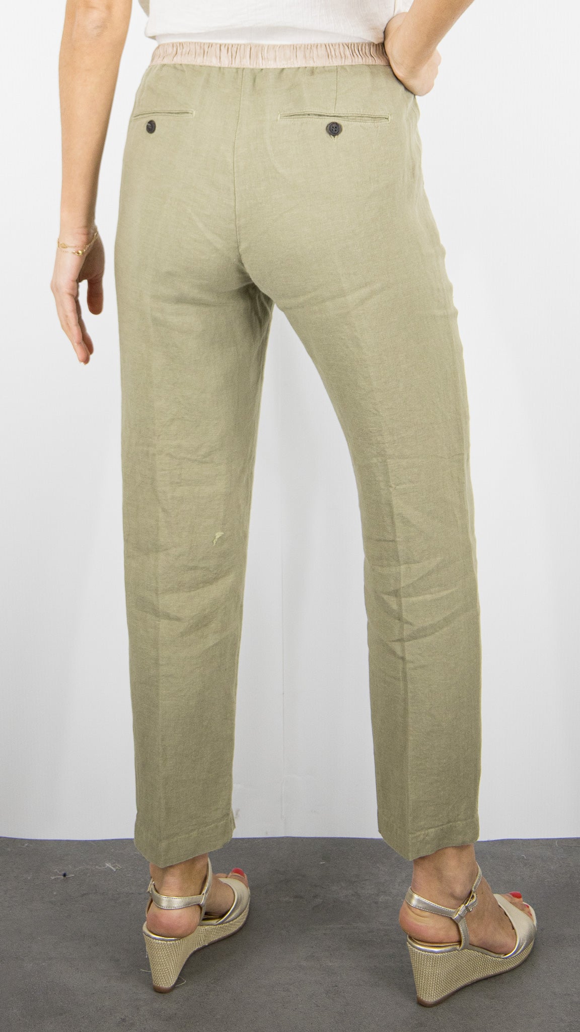 PANTALON TAILLE ELASTIQUE EN LIN POUR FEMME HARTFORD PIROL#COLOR_34/SAFARI KAKI CLAIR
