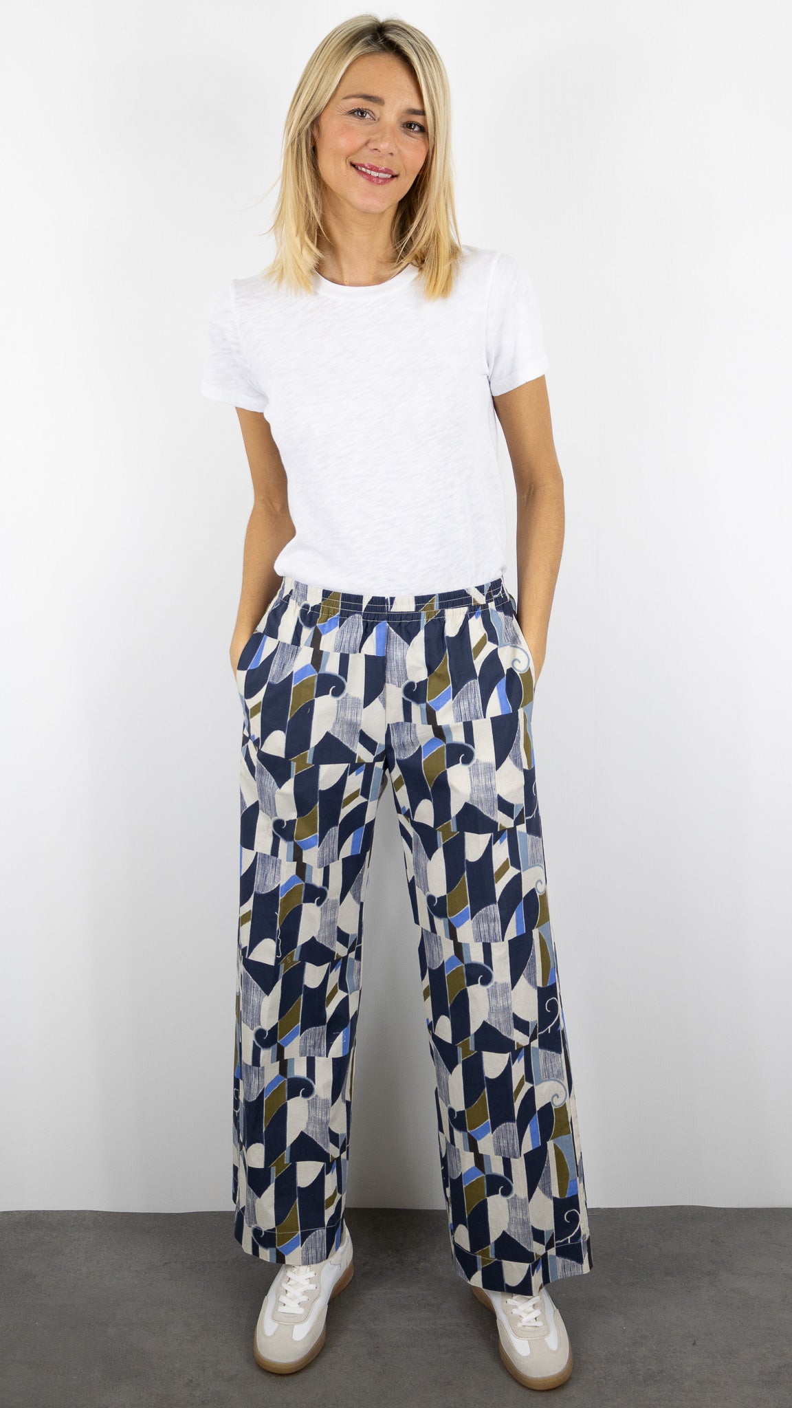 PANTALON DROIT IMPRIME BLEU KAKI BFPB623 PALERME HARTFORD