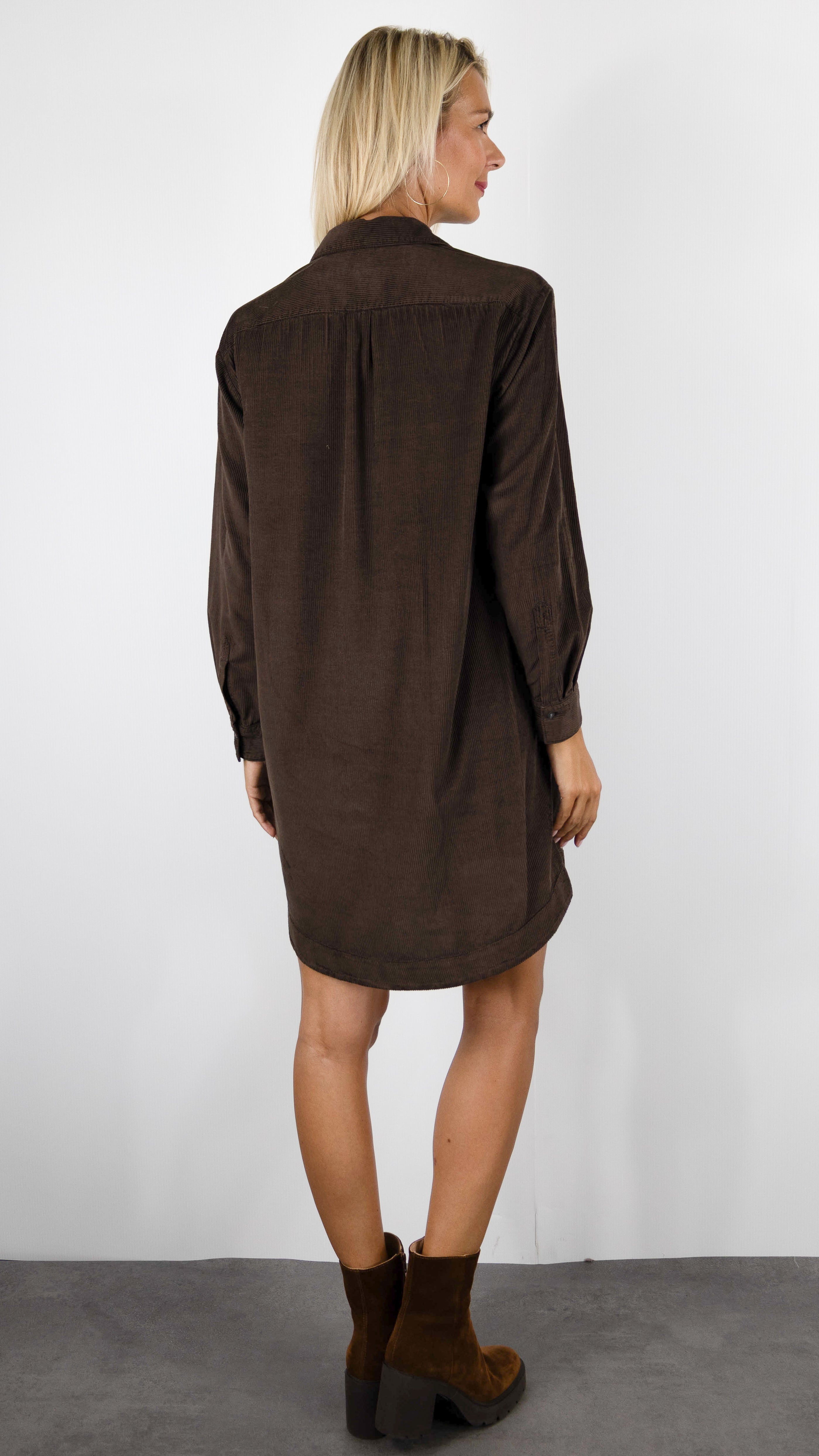 ROBE CHEMISE EN VELOURS COL TUNISIEN HARTFORD RUSK#COLOR_28/CHOCO