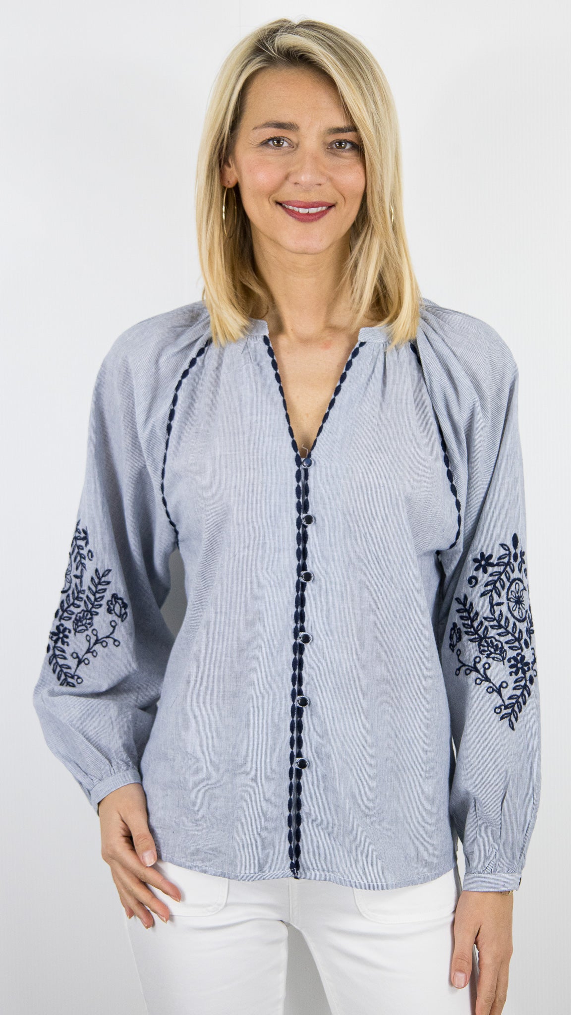 BLOUSE BRODEE BLEU FEMME LA PETITE ETOILE BLENA