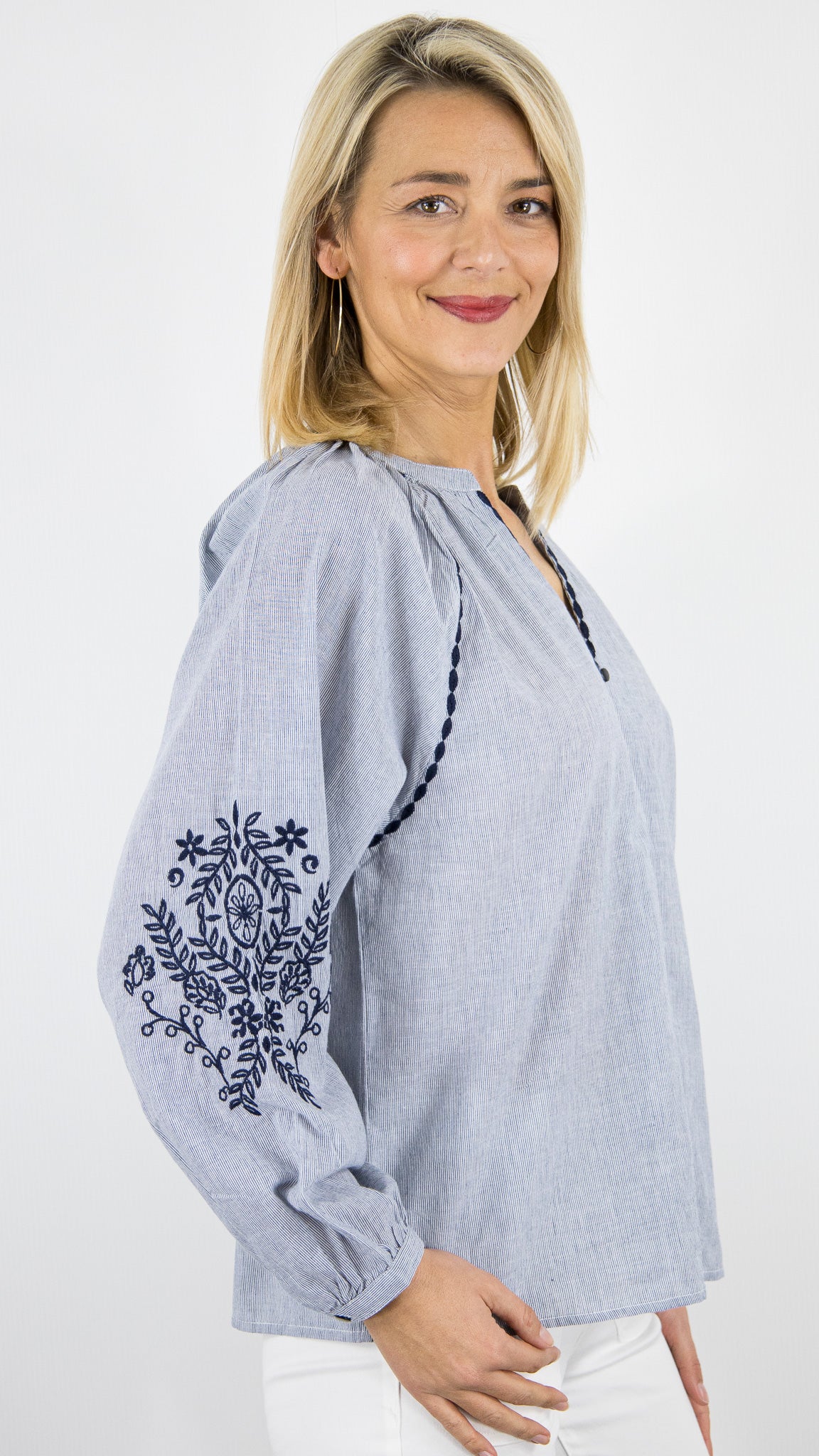 BLOUSE BRODEE BLEU FEMME LA PETITE ETOILE BLENA