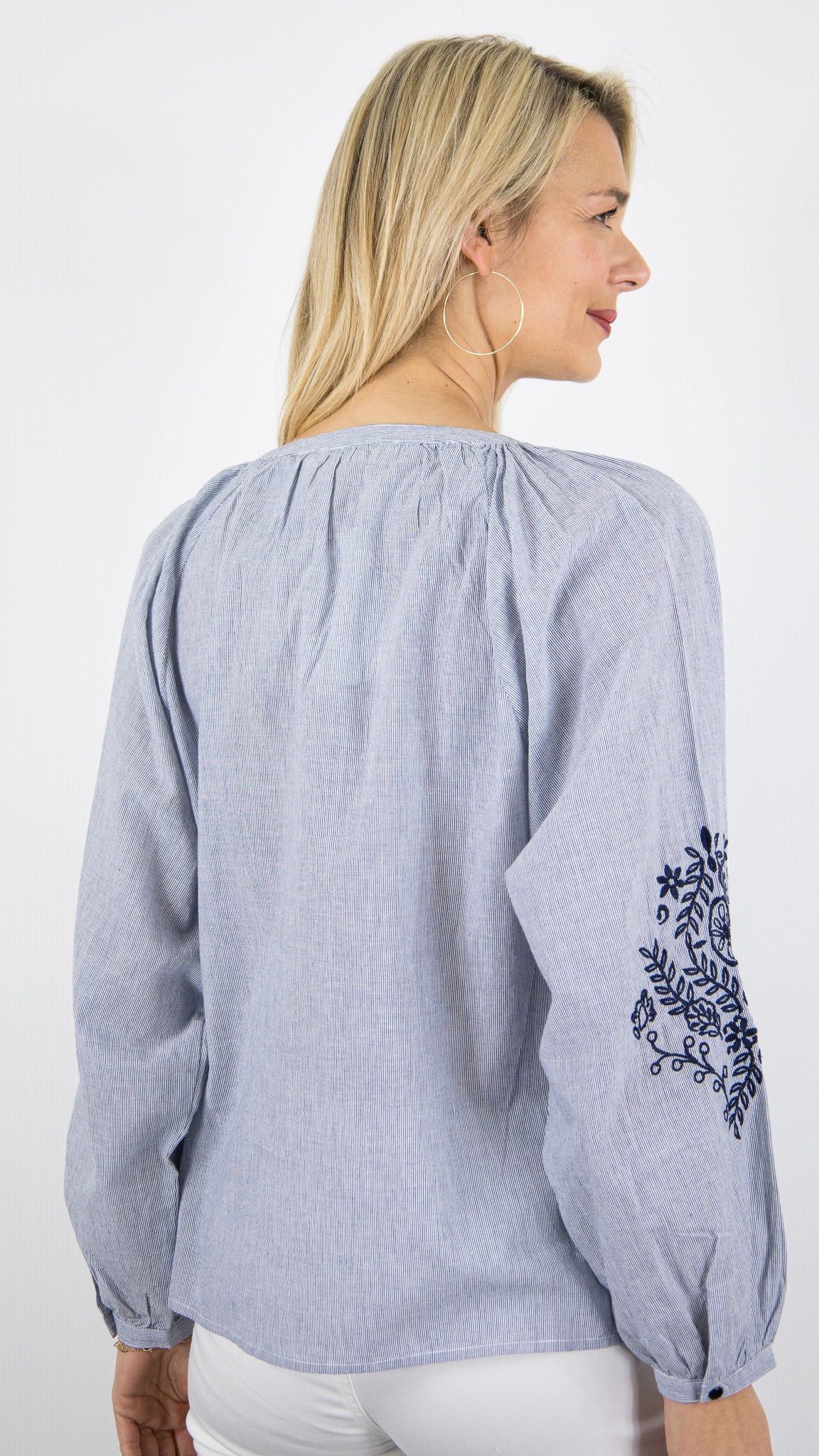 BLOUSE BRODEE BLEU FEMME LA PETITE ETOILE BLENA