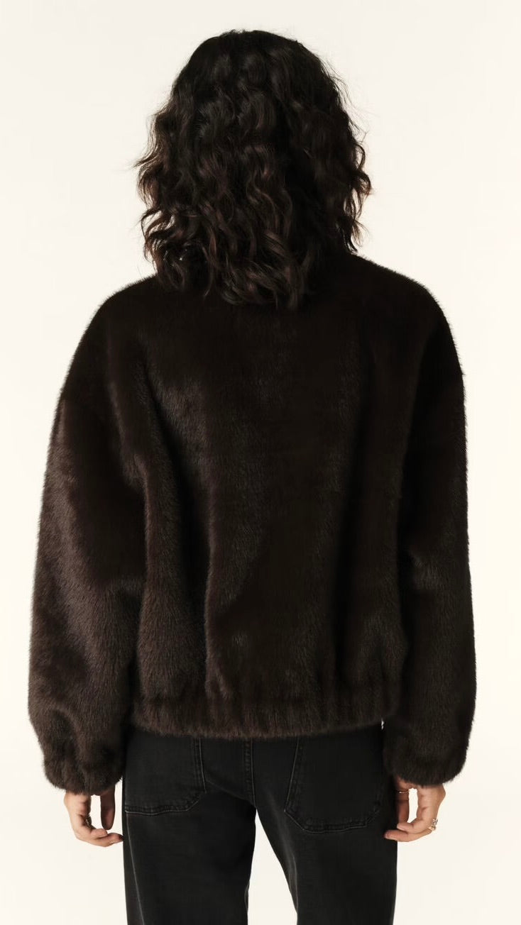 BLOUSON EN FAUSSE FOURRURE CHOCOLAT BASH