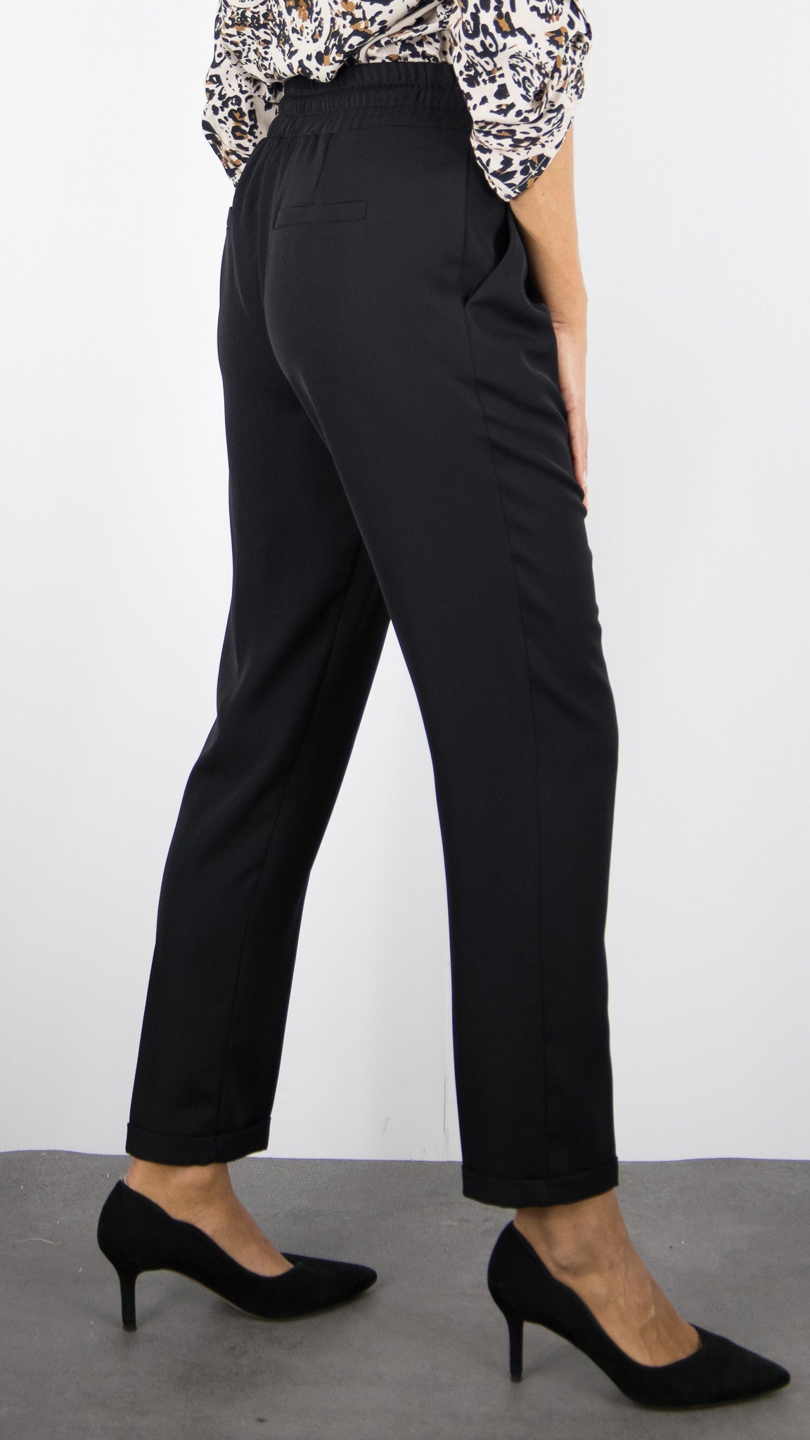 PANTALON SLIM HABILLE TAILLE ELASTIQUE NOIR FEMME EMA BLUE'S BLUSH/KELLY
