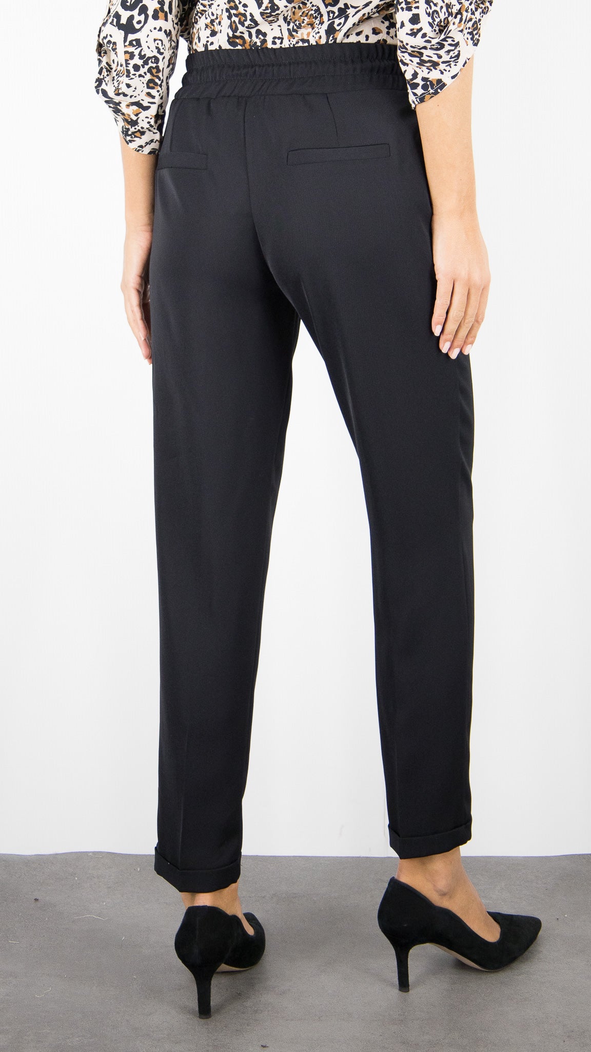 PANTALON SLIM HABILLE TAILLE ELASTIQUE NOIR FEMME EMA BLUE'S BLUSH/KELLY
