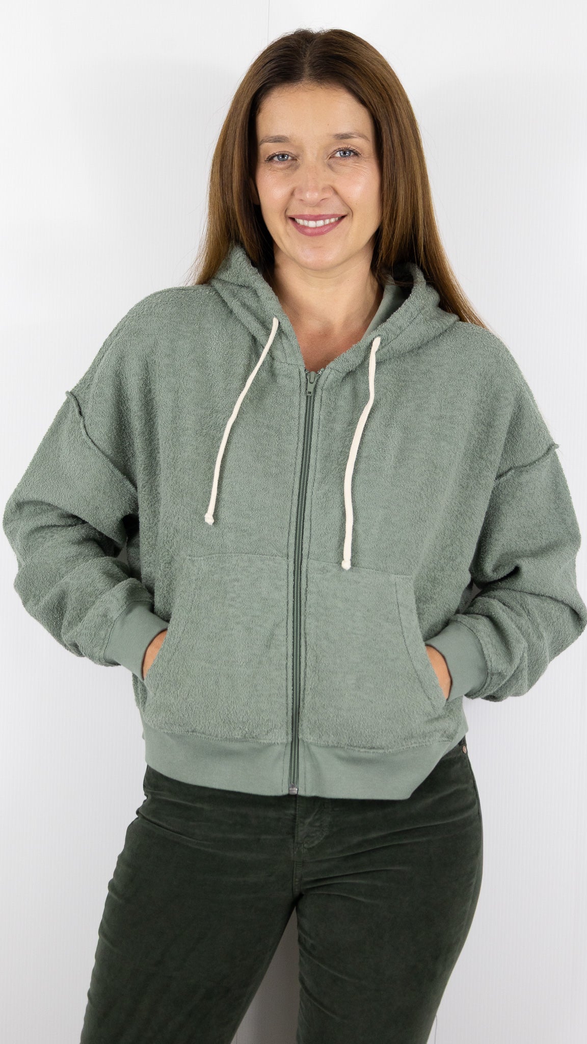 SWEAT ZIPPE BOUCLETTE AMERICAN VINTAGE BOBYPARK#COLOR_ARGILE/KAKI
