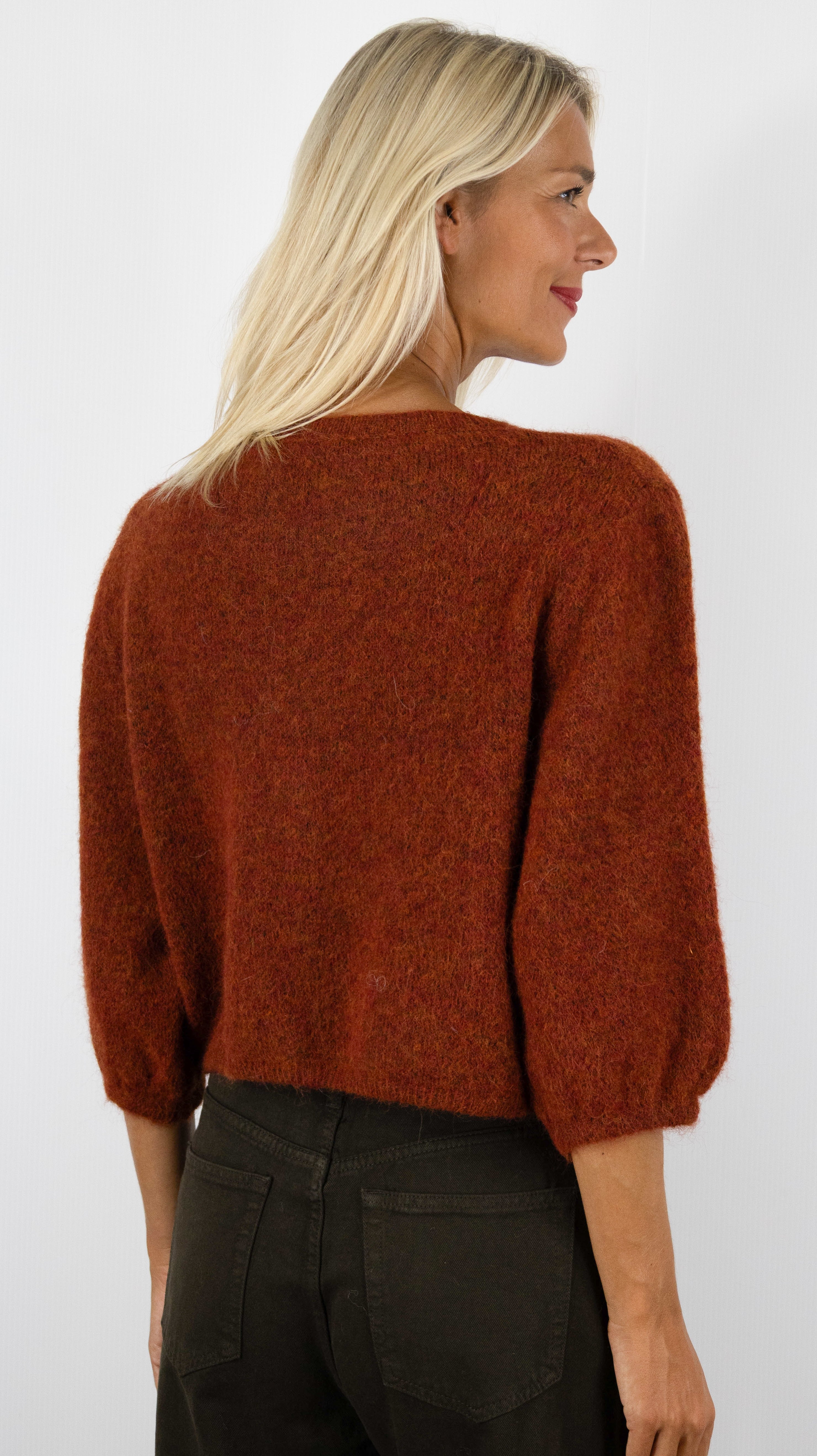 GILET COURT MANCHES 3/4 POUR FEMME MAILLE CHINEE LUK AP 8573#COLOR_TERRACOTTA