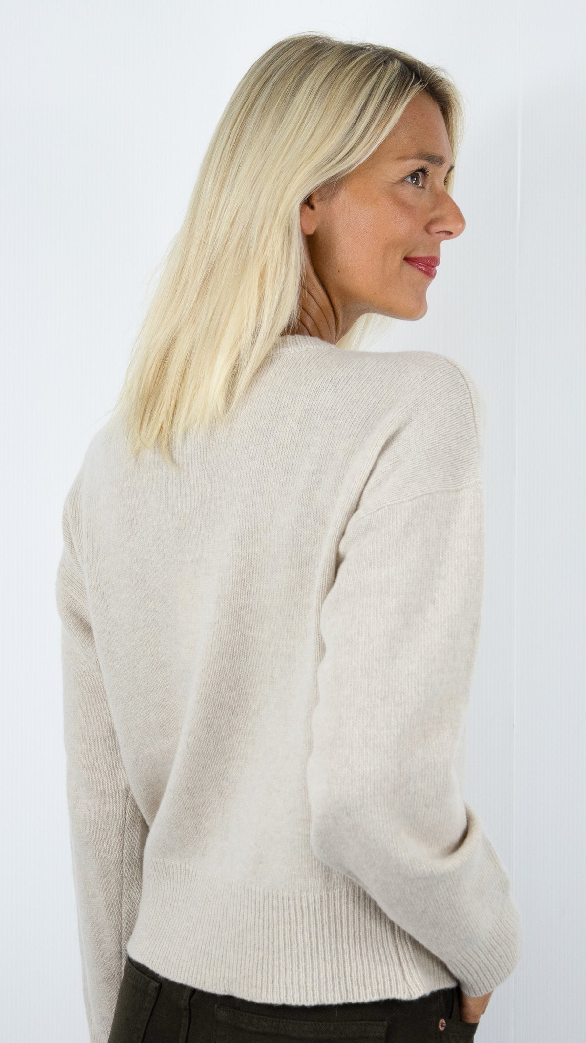 CARDIGAN EN LAINE MERINOS POUR FEMME NAIS MN12309#COLOR_BEIGE