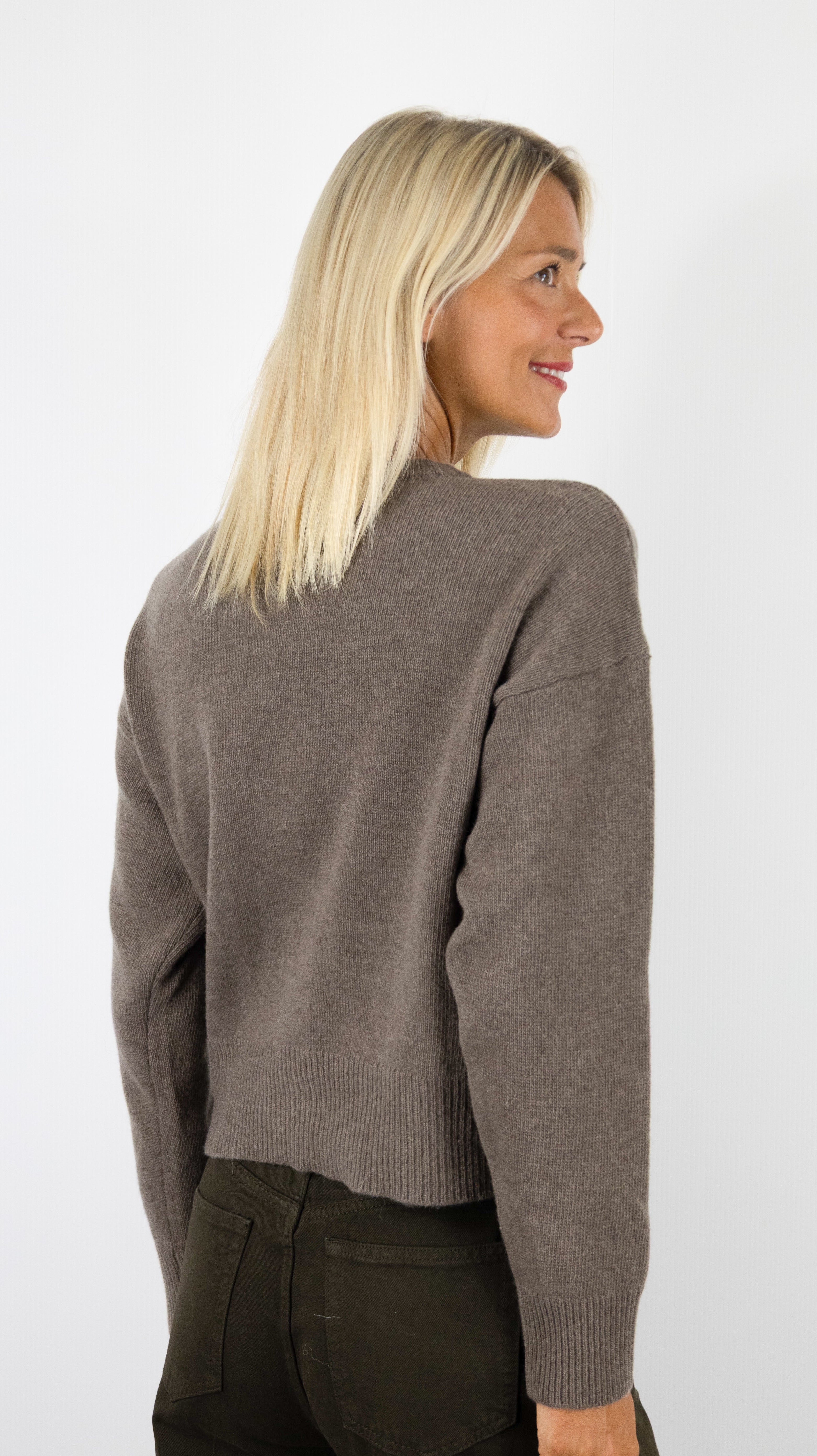 CARDIGAN EN LAINE MERINOS POUR FEMME NAIS MN12309#COLOR_TAUPE