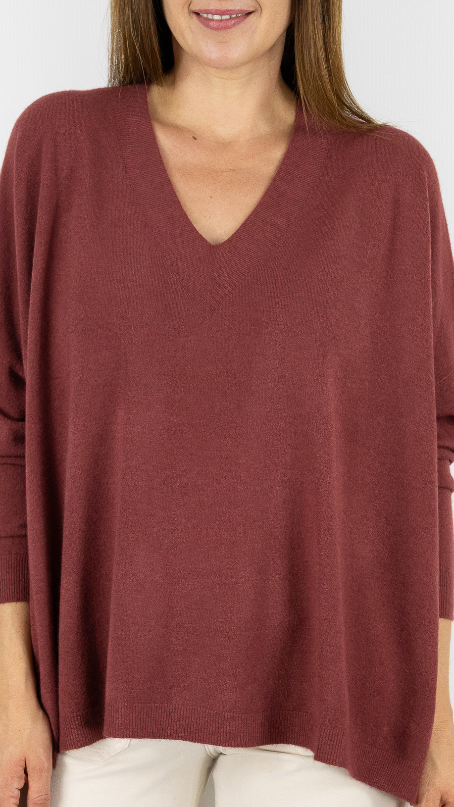 PULL OVERSIZE PONCHO COL V ALEXANDRE LAURENT C8778#COLOR_CHILI/BRIQUE