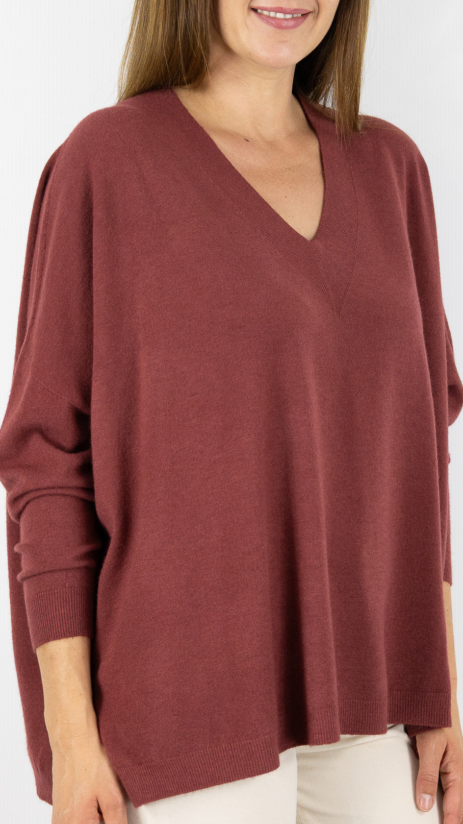PULL OVERSIZE PONCHO COL V ALEXANDRE LAURENT C8778#COLOR_CHILI/BRIQUE