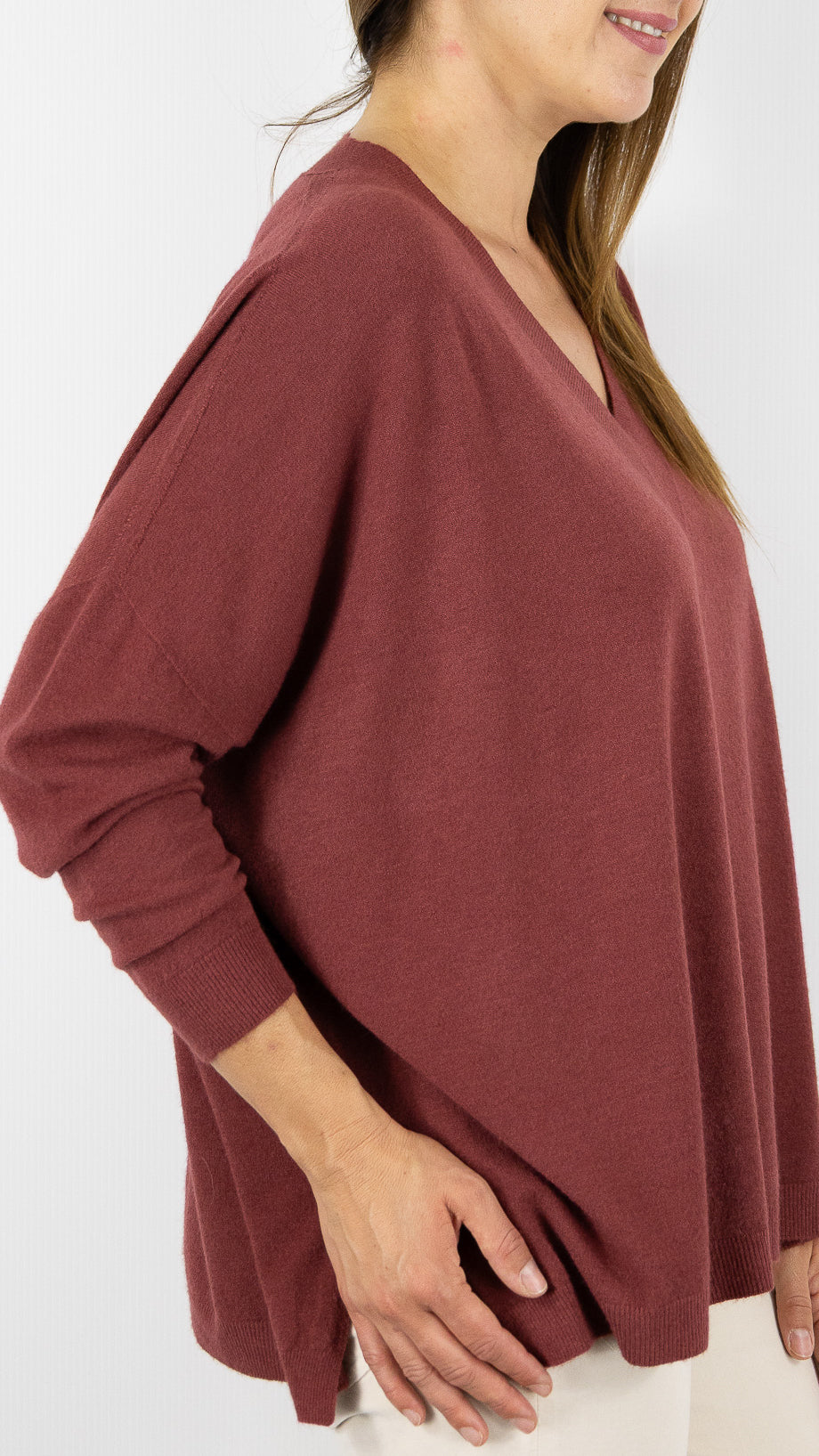 PULL OVERSIZE PONCHO COL V ALEXANDRE LAURENT C8778#COLOR_CHILI/BRIQUE