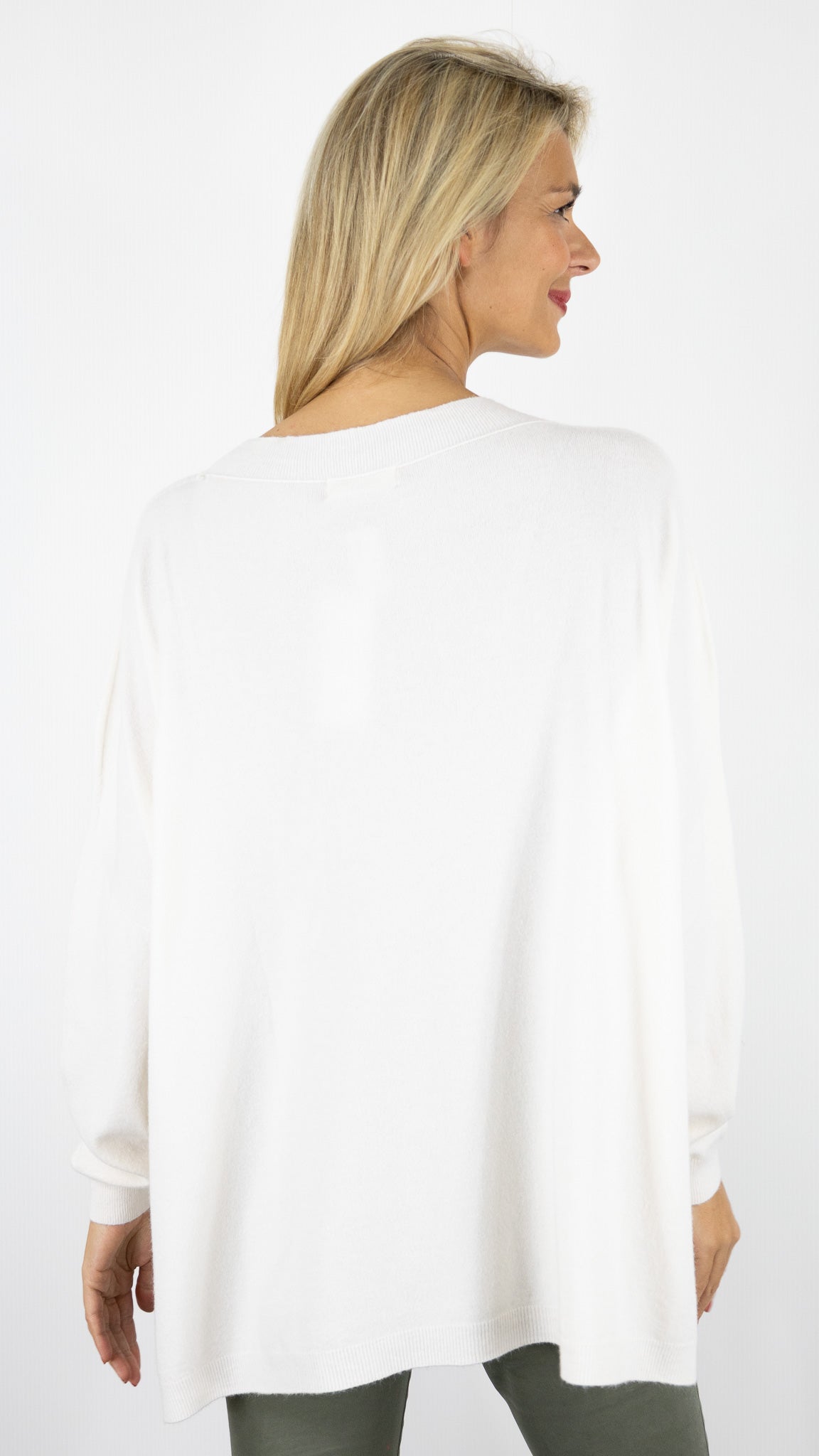 PULL OVERSIZE PONCHO COL V ALEXANDRE LAURENT C8778#COLOR_ECRU