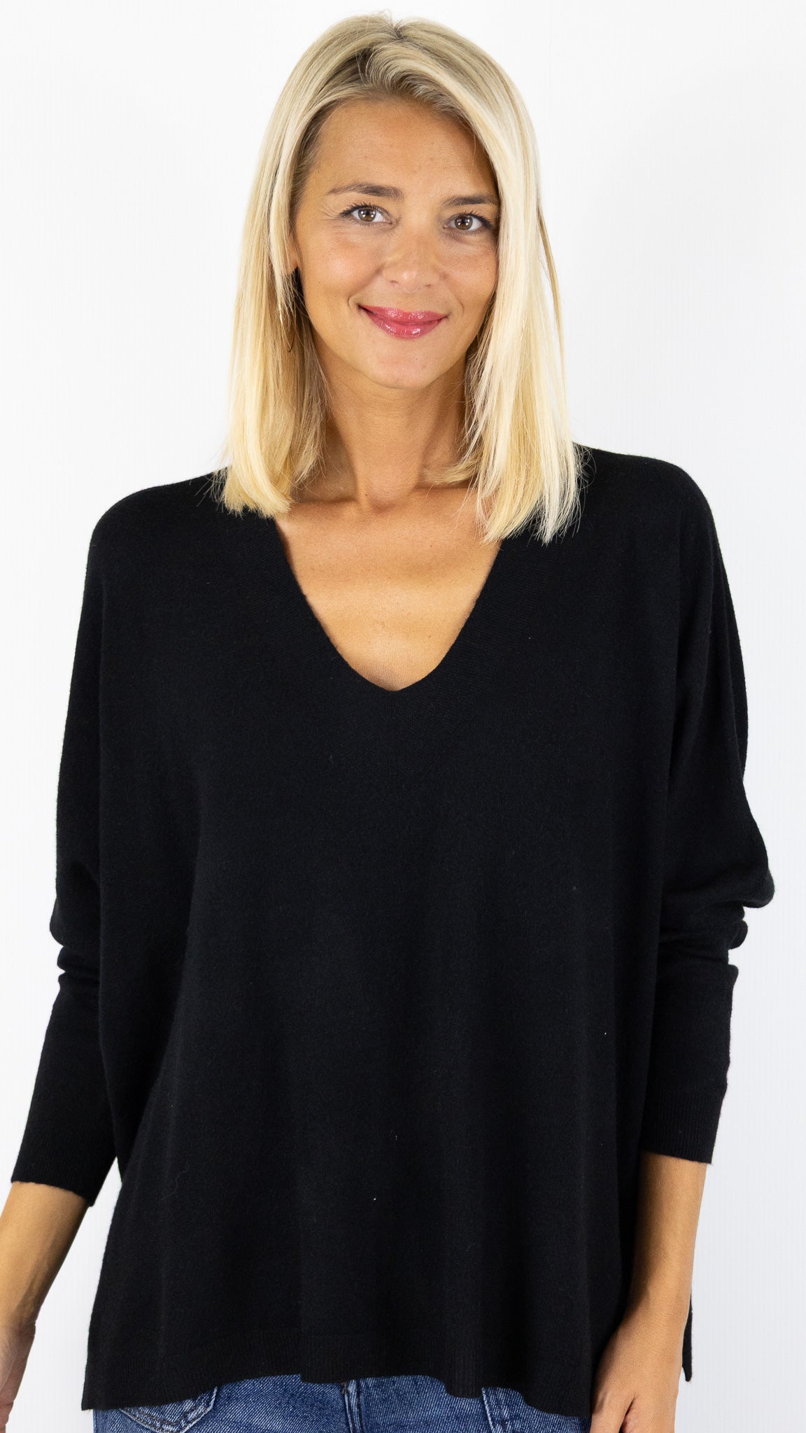 PULL OVERSIZE PONCHO COL V ALEXANDRE LAURENT C8778#COLOR_NOIR