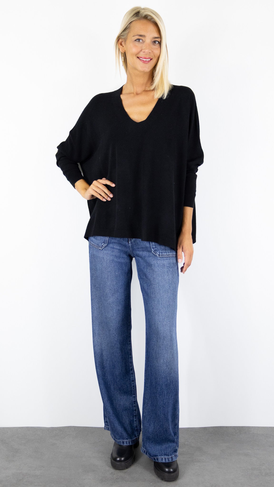 PULL OVERSIZE PONCHO COL V ALEXANDRE LAURENT C8778#COLOR_NOIR