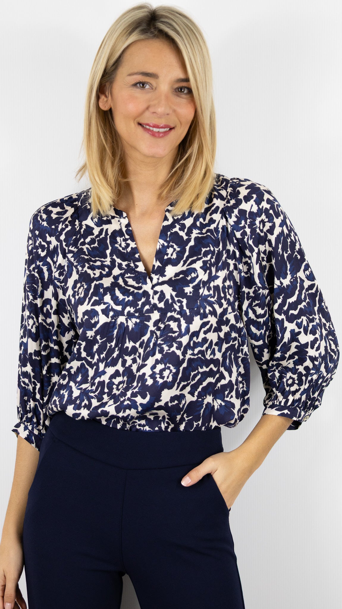 BLOUSE IMPRIMEE MARINE FLUIDE GERARD DAREL CALINA