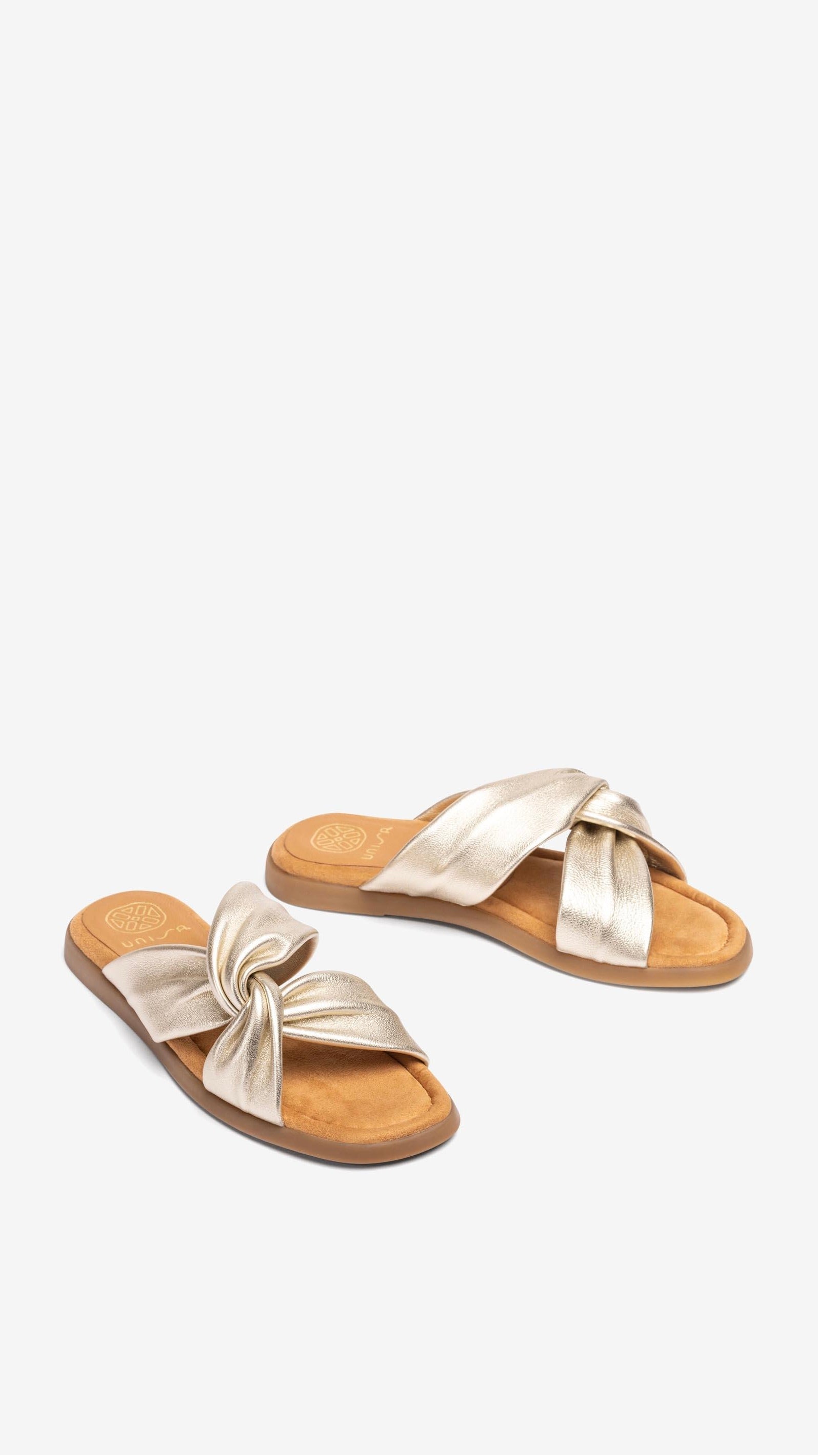 MULES en cuir nouette dorées UNISA CAMBY 26 LMT
