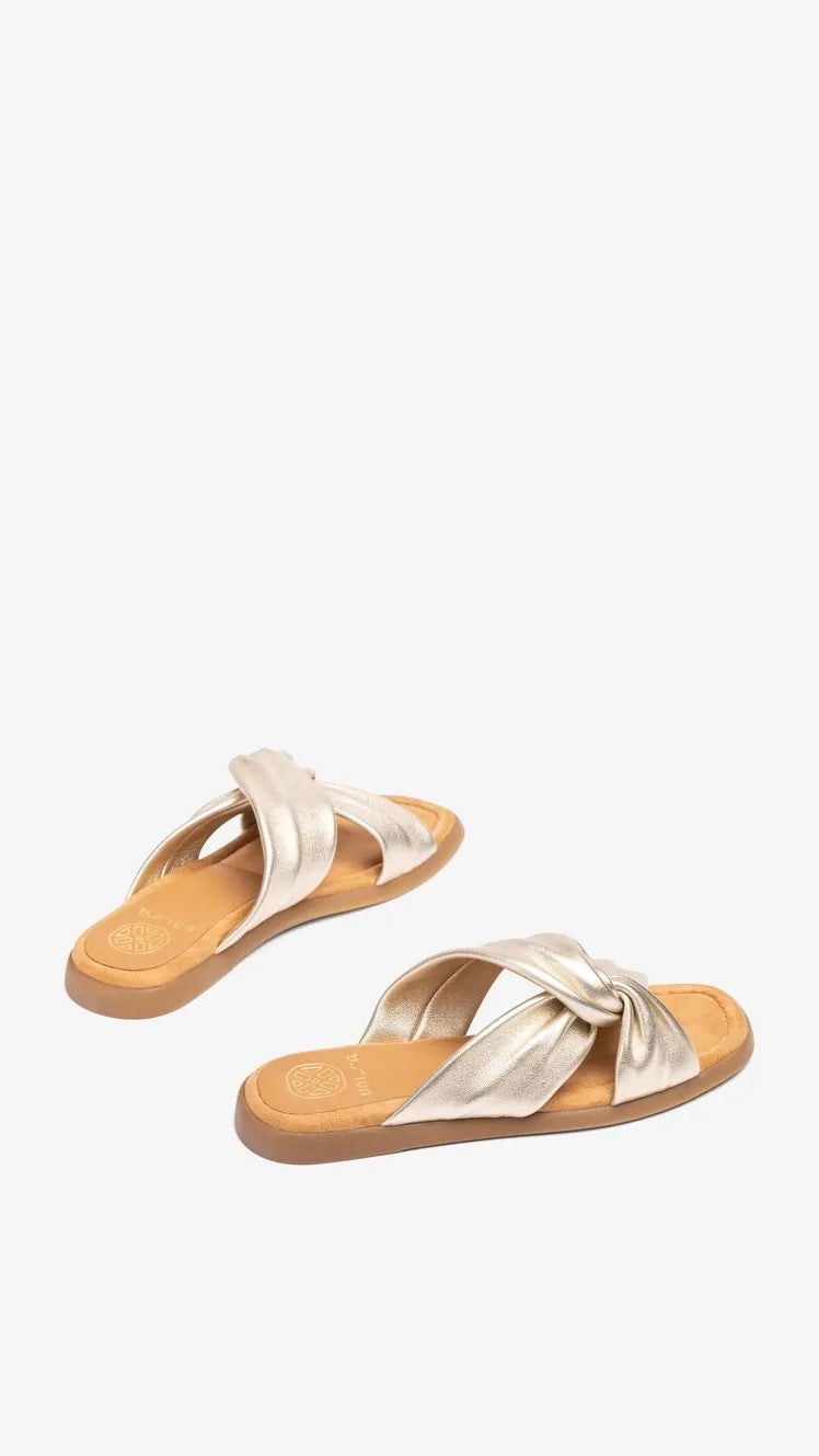 MULES en cuir nouette dorées UNISA CAMBY 26 LMT