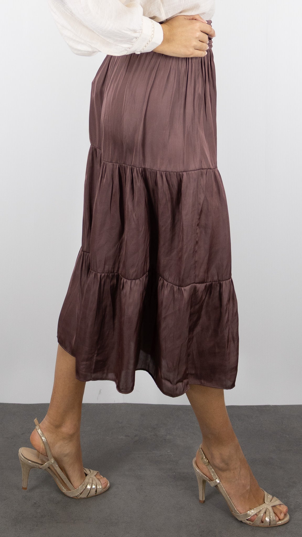 JUPE FLUIDE A VOLANTS BA&SH CAMYLA#COLOR_VIEUX ROSE/BOIS DE ROSE