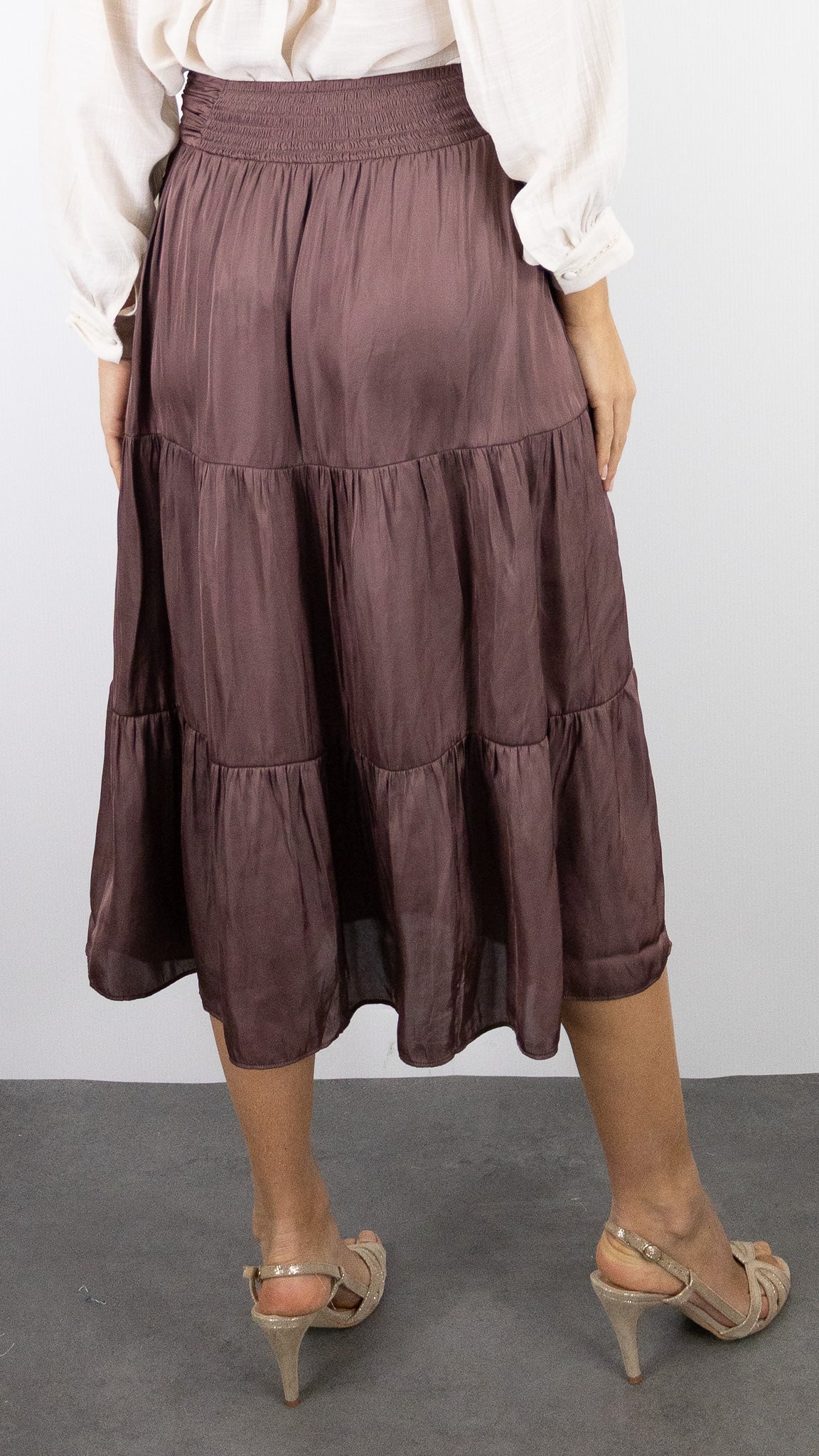 JUPE FLUIDE A VOLANTS BA&SH CAMYLA#COLOR_VIEUX ROSE/BOIS DE ROSE