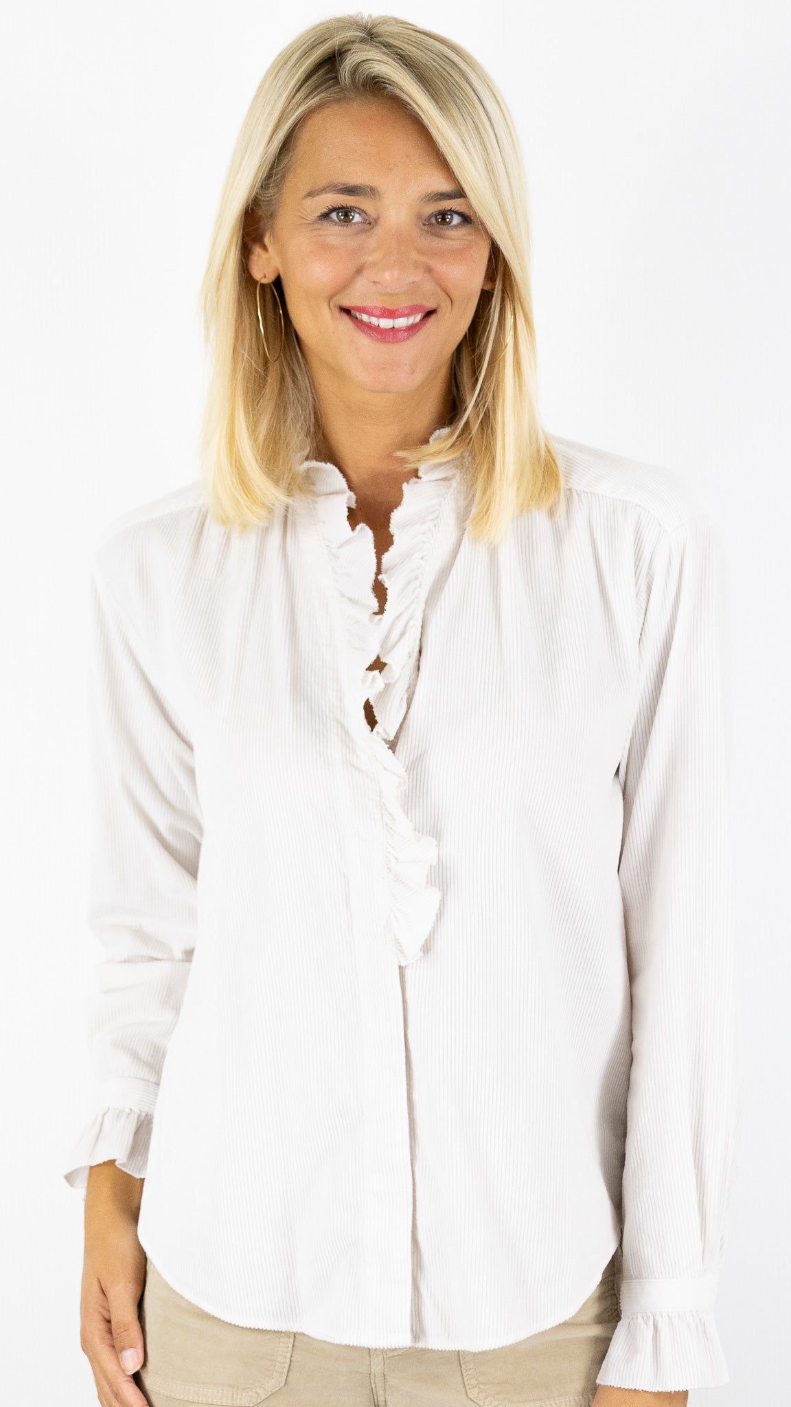 BLOUSE EN COTON ECRUE STONE GAZE HARTFORD CARMELLA