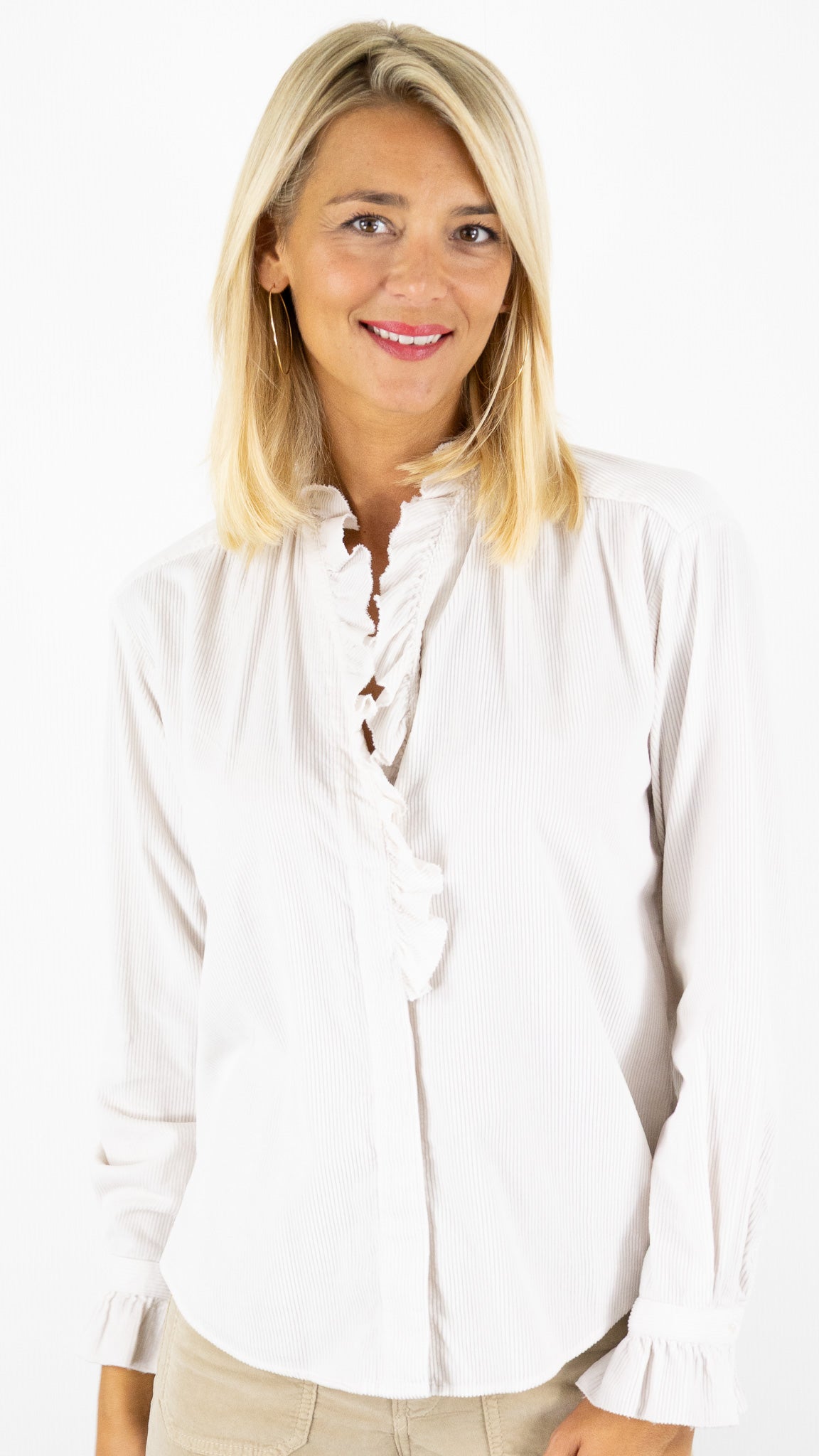 BLOUSE EN COTON ECRUE STONE GAZE HARTFORD CARMELLA