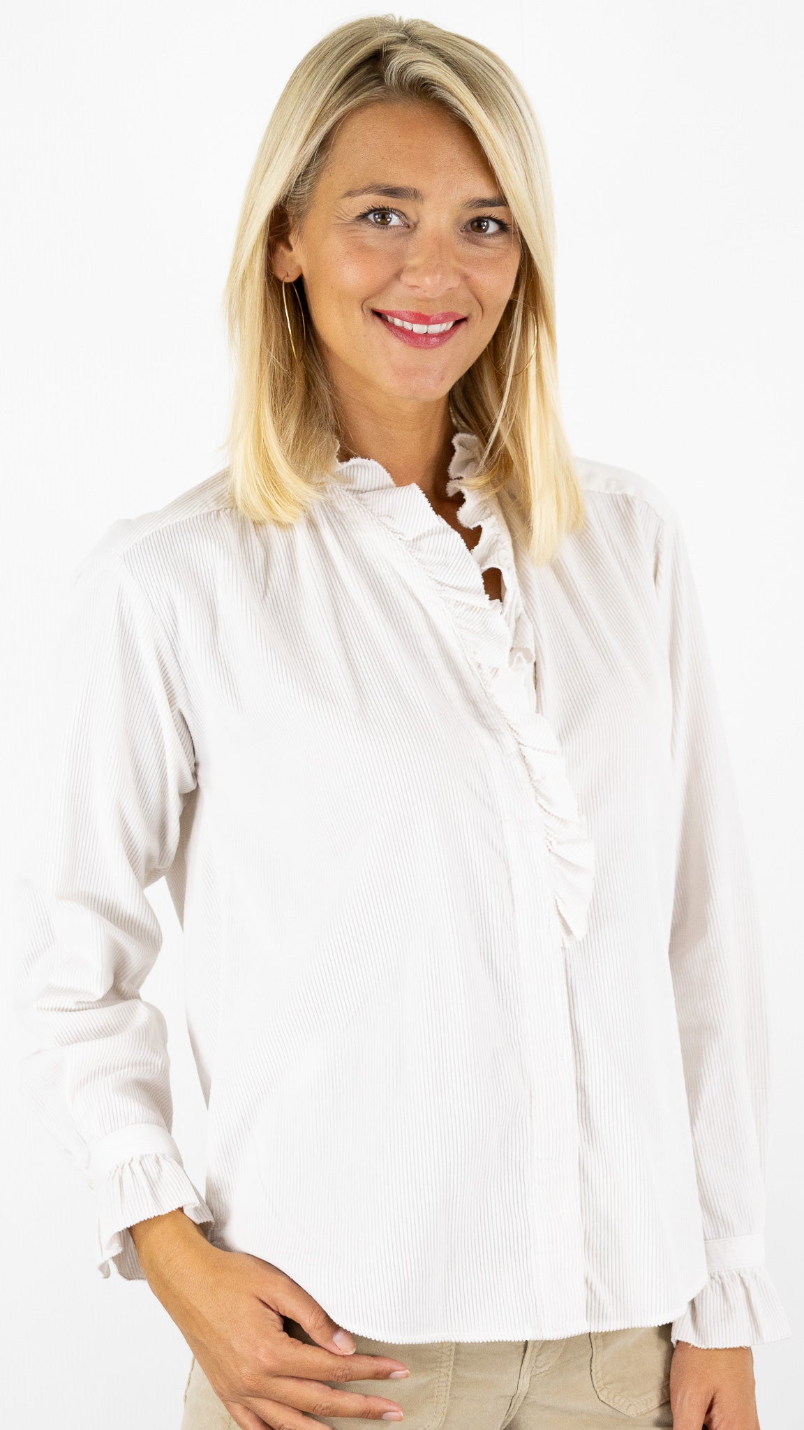 BLOUSE EN COTON ECRUE STONE GAZE HARTFORD CARMELLA