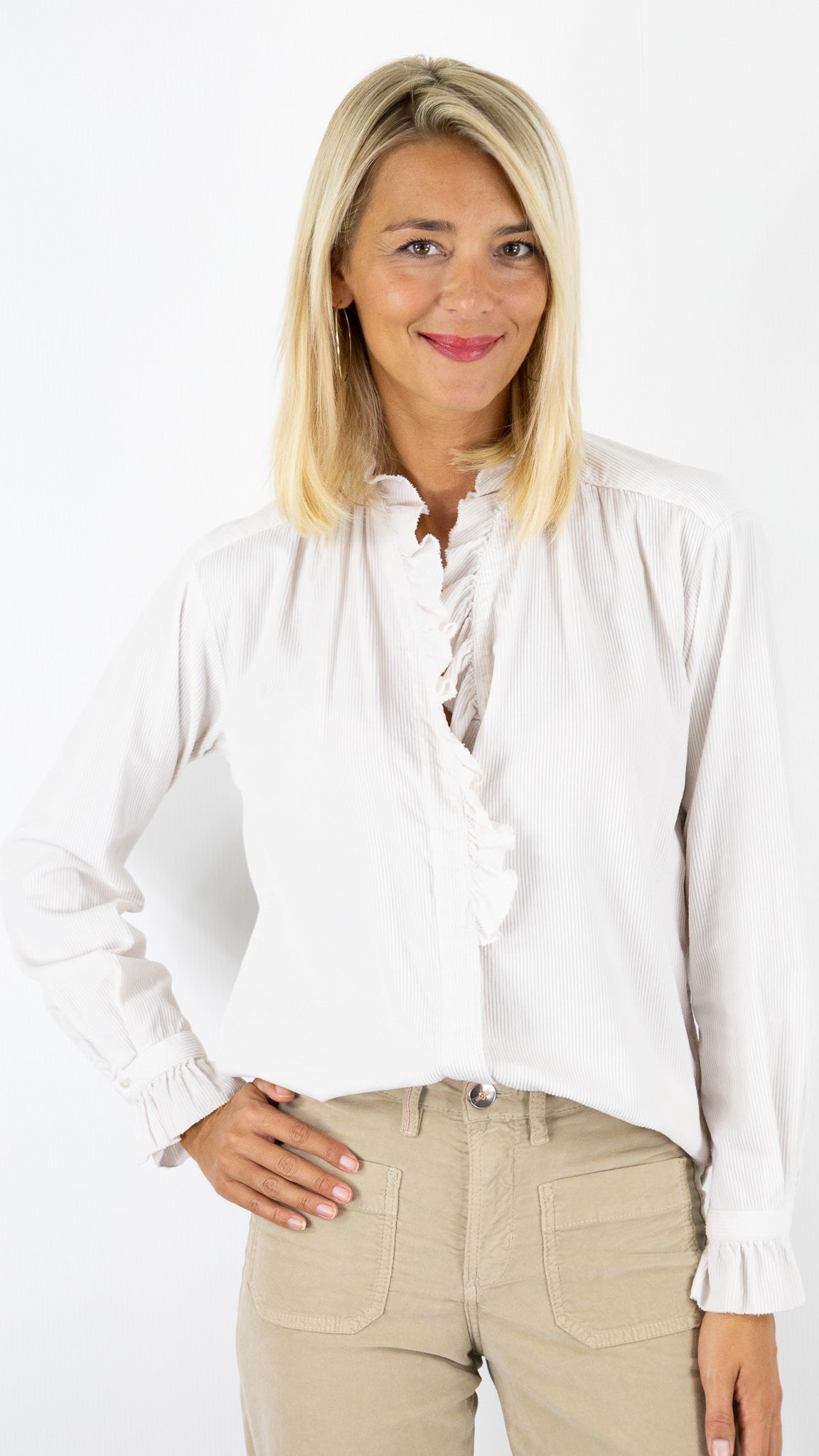 BLOUSE EN COTON ECRUE STONE GAZE HARTFORD CARMELLA