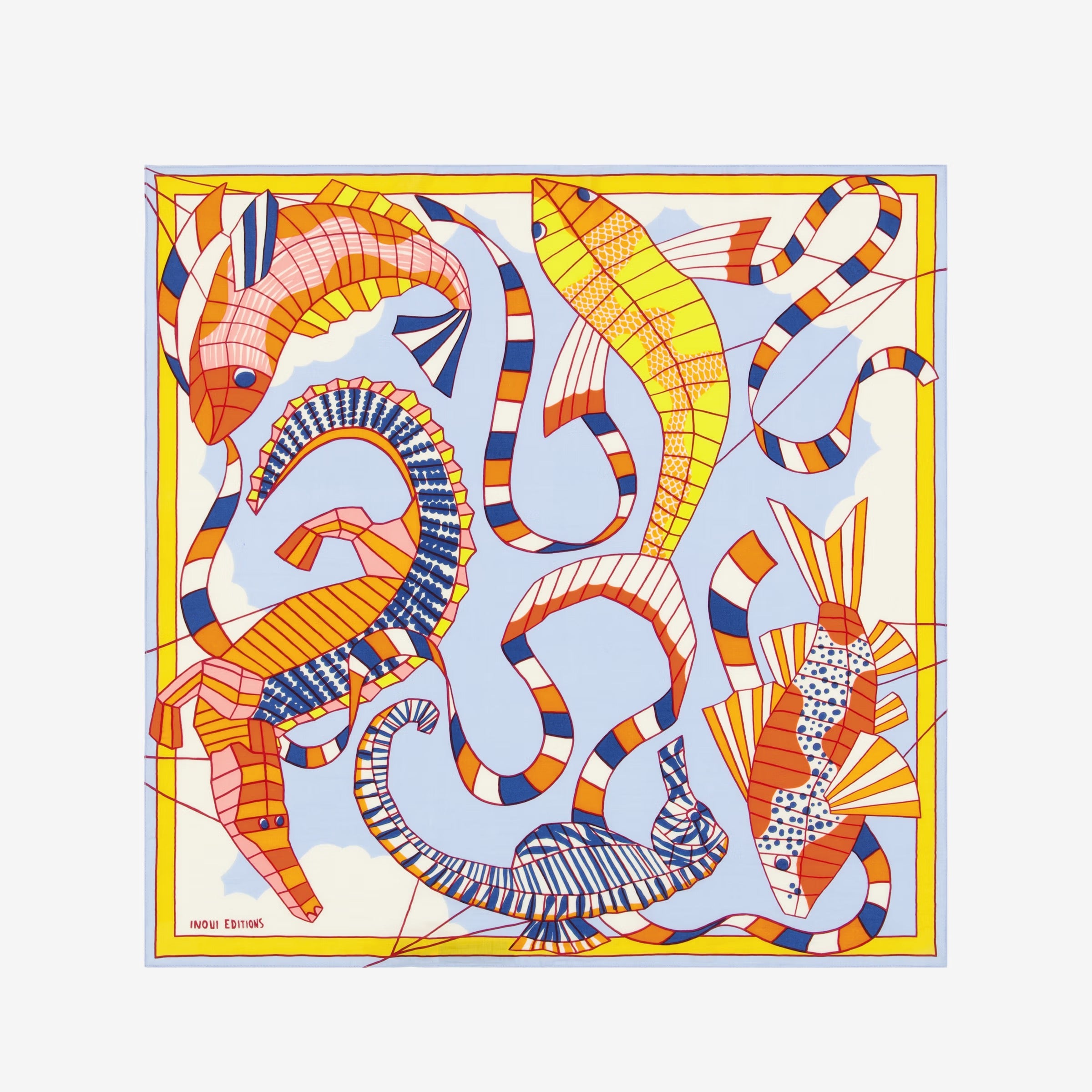 ECHARPE CARRE EN SOIE INOUI EDITIONS CERFS VOLANTS #COLOR_ORANGE