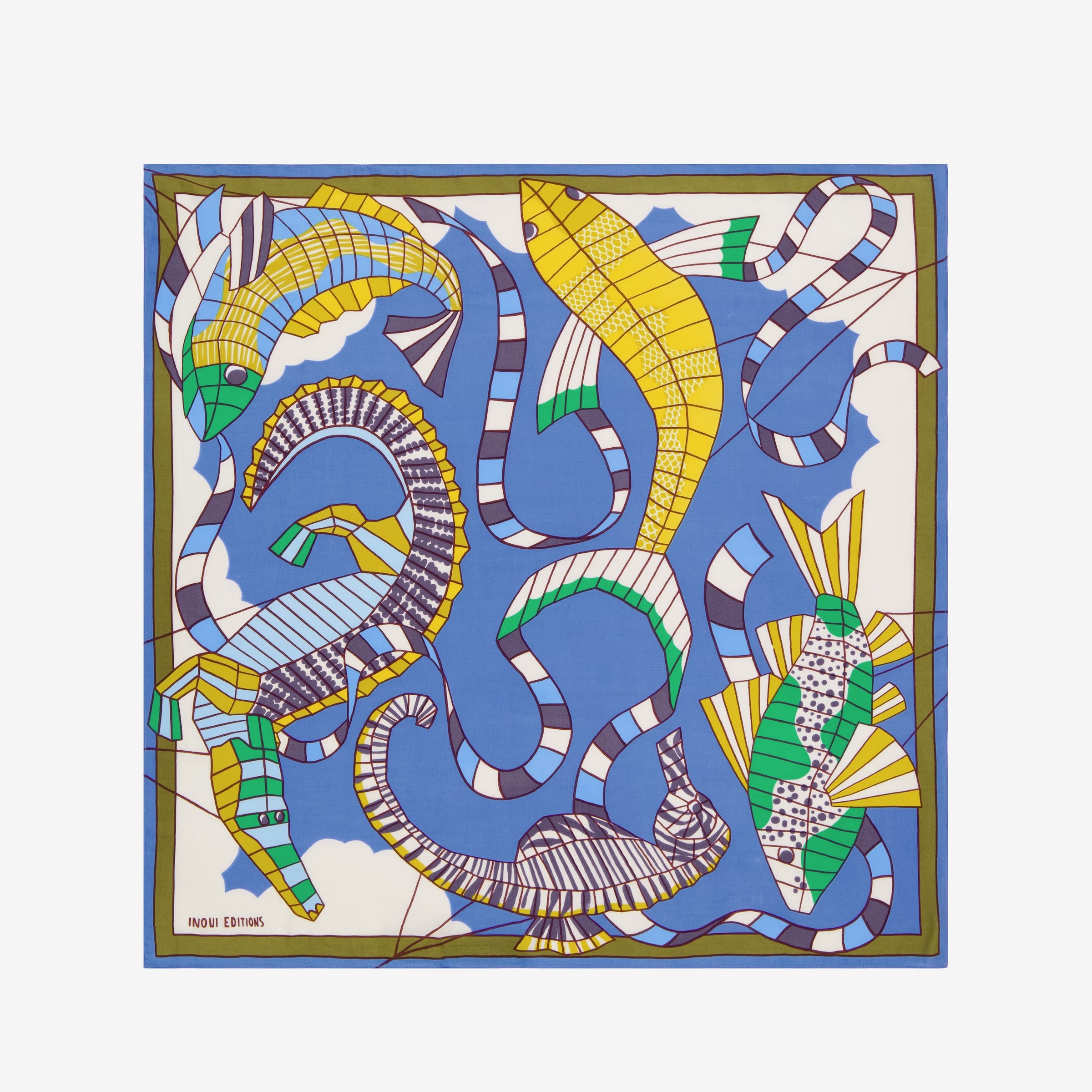 ECHARPE CARRE EN SOIE INOUI EDITIONS CERFS VOLANTS #COLOR_VERT