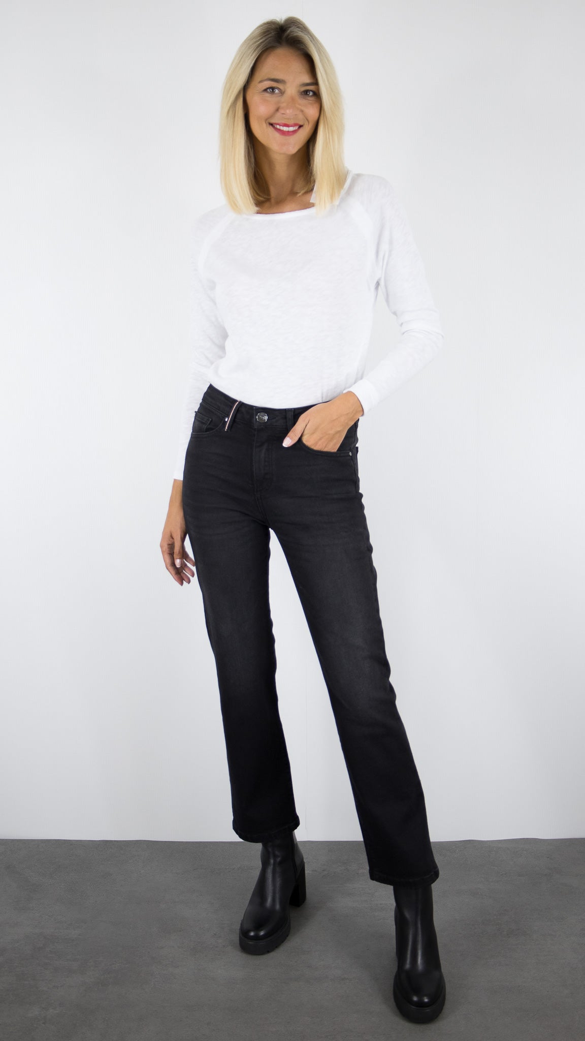 JEANS DROIT ISLOW CESAR BLACK DENIM dark vintage