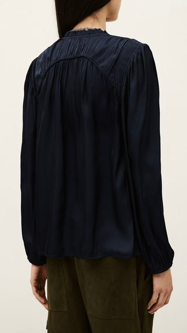BLOUSE FLUIDE SATINEE BA&SH CESIRA#COLOR_ENCRE/MARINE
