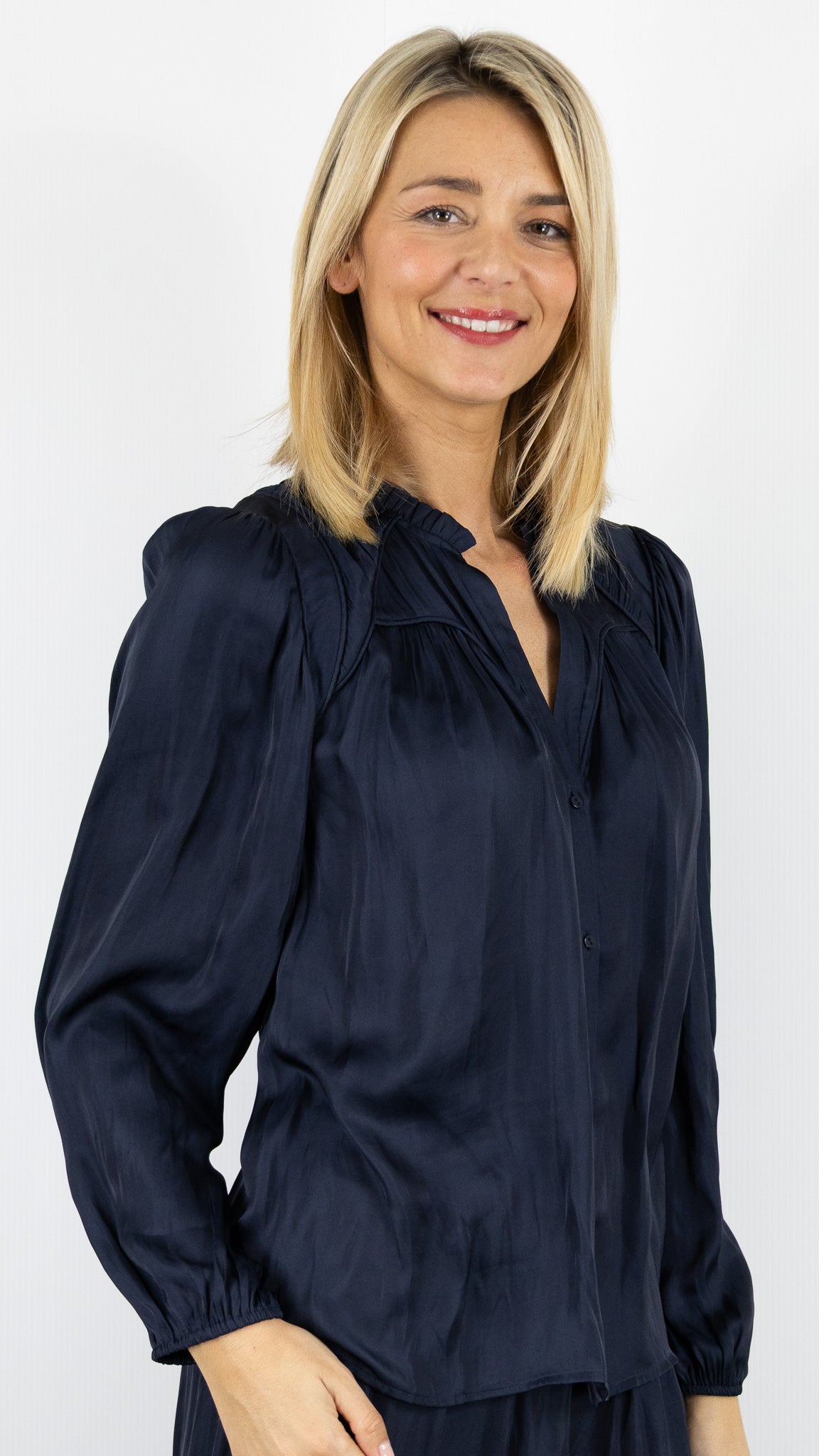 BLOUSE FLUIDE SATINEE BA&SH CESIRA#COLOR_ENCRE/MARINE