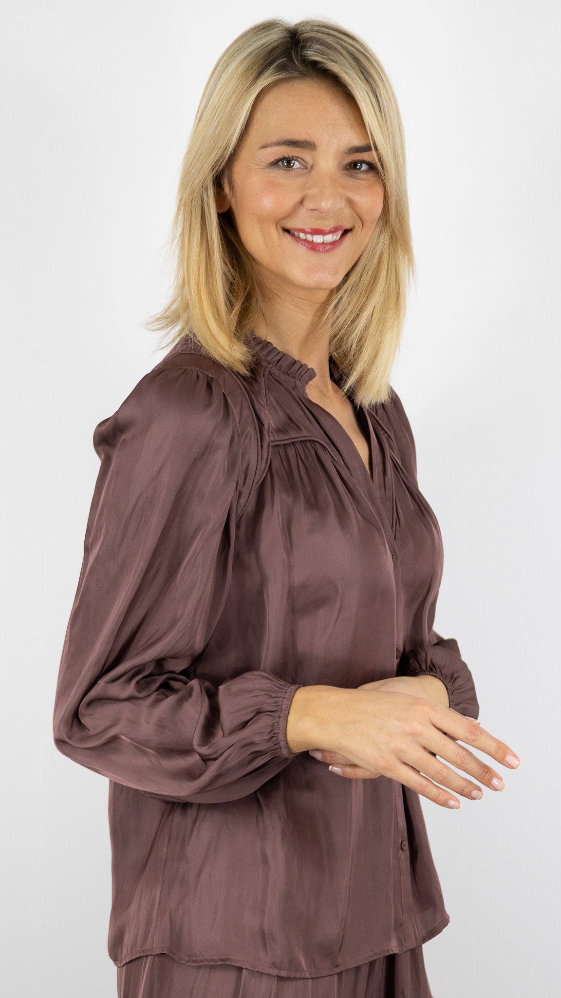 BLOUSE FLUIDE SATINEE BA&SH CESIRA#COLOR_VIEUX ROSE/BOIS DE ROSE