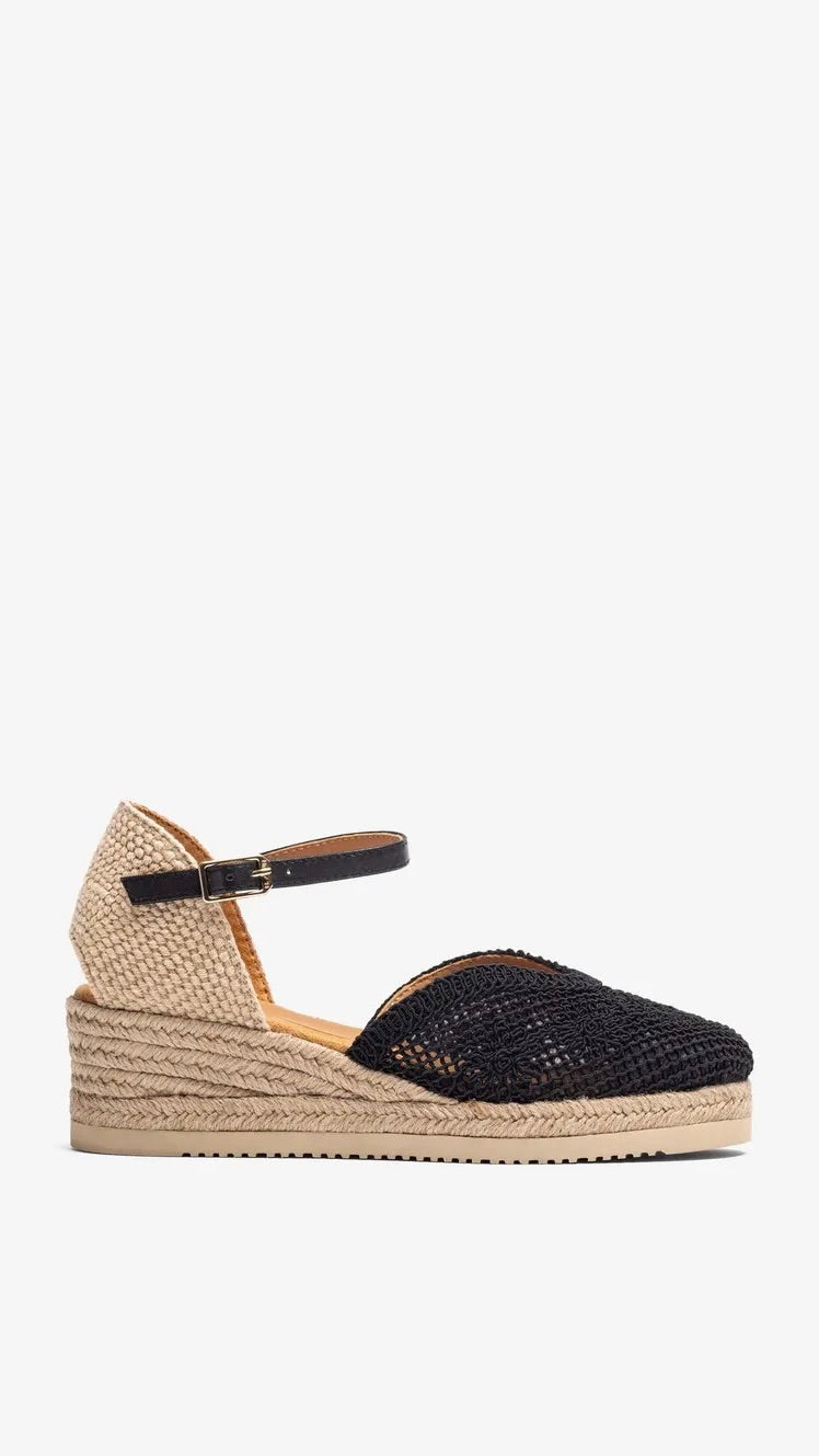 ESPADRILLES EN CROCHET NOIR FEMME UNISA CEUTA NTO