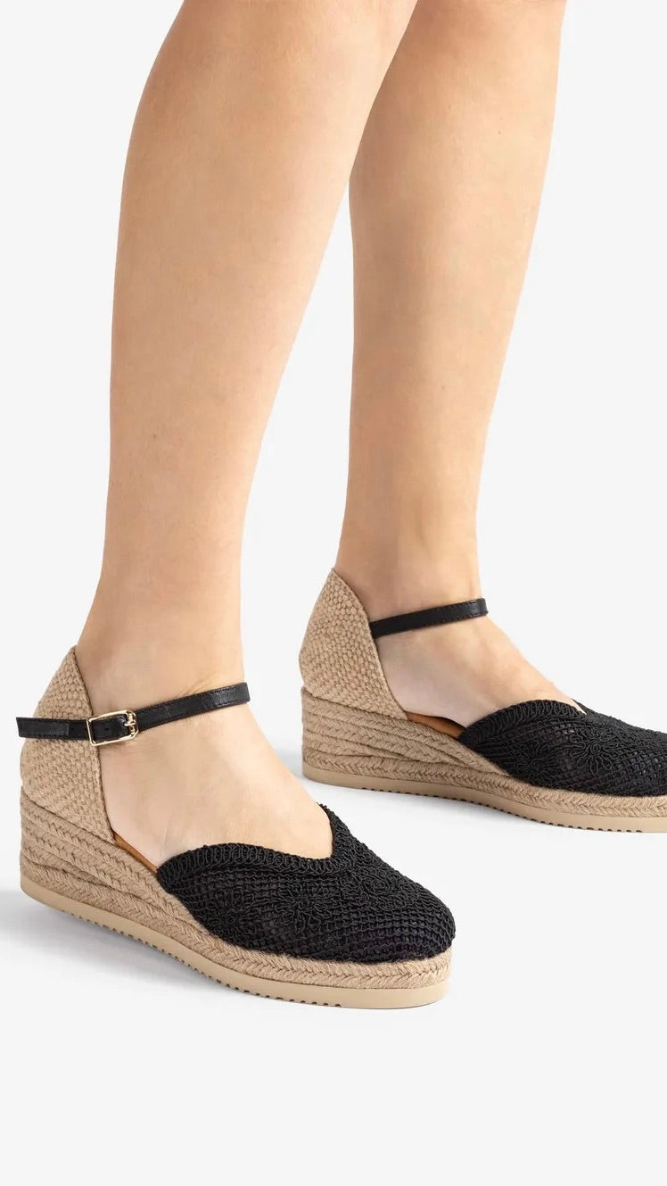 ESPADRILLES EN CROCHET NOIR FEMME UNISA CEUTA NTO