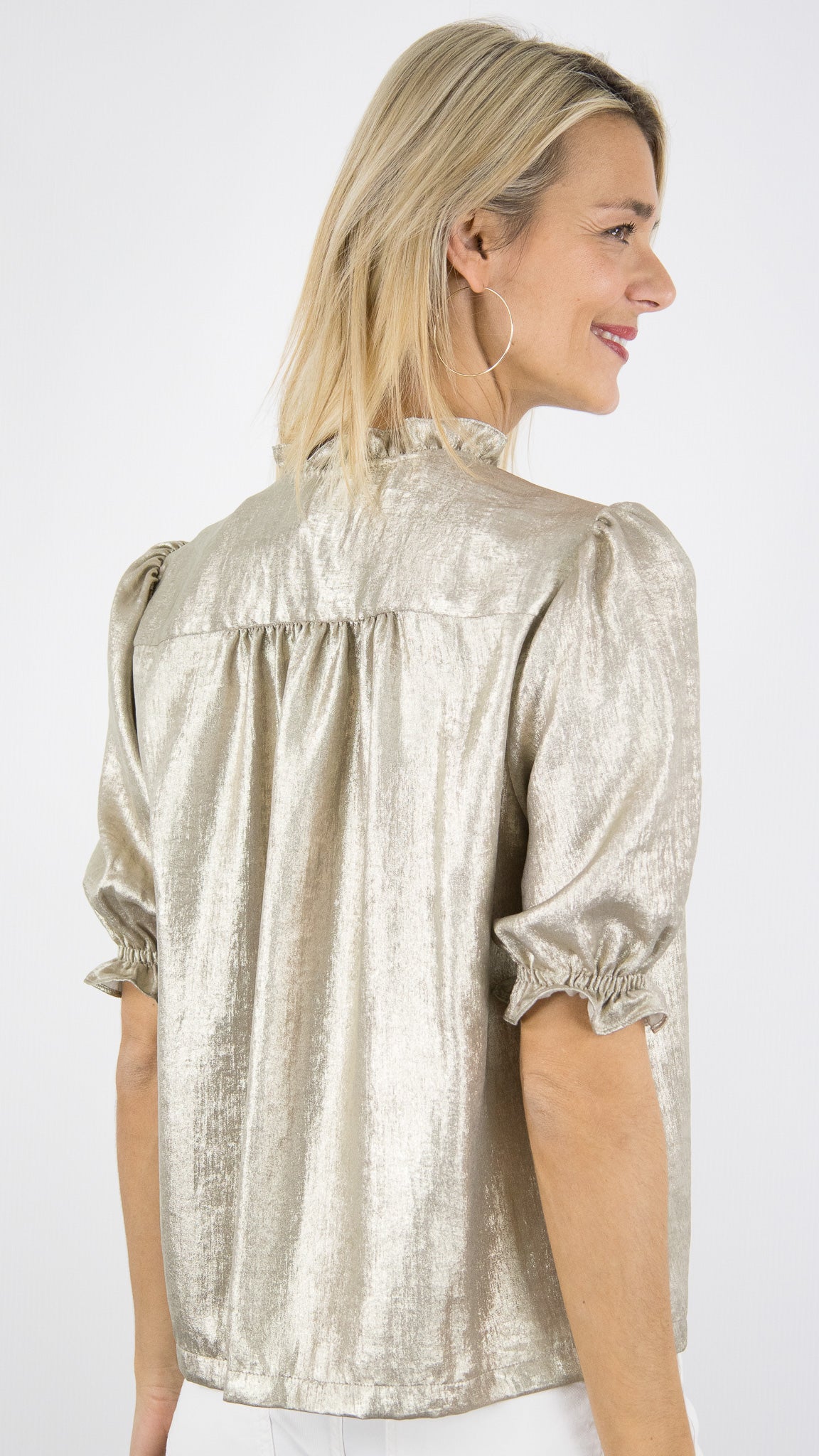 CHEMISE FLUIDE DOREE A VOLANTS MANCHES COURTES GERARD DAREL CEVA