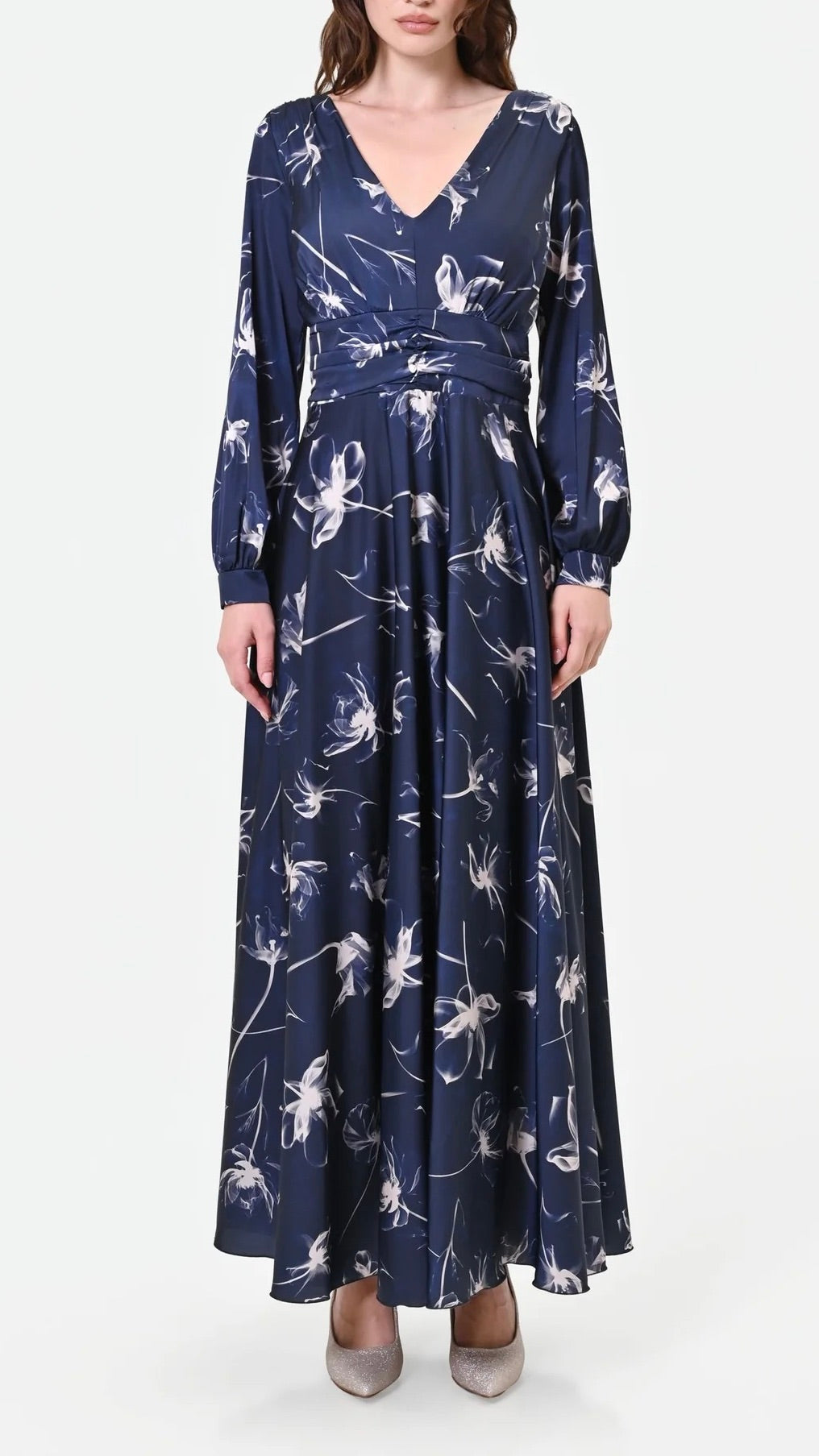 ROBE LONGUE FLUIDE IMPRIME FLEURI NAVY RINASCIMENTO CFC0130353003